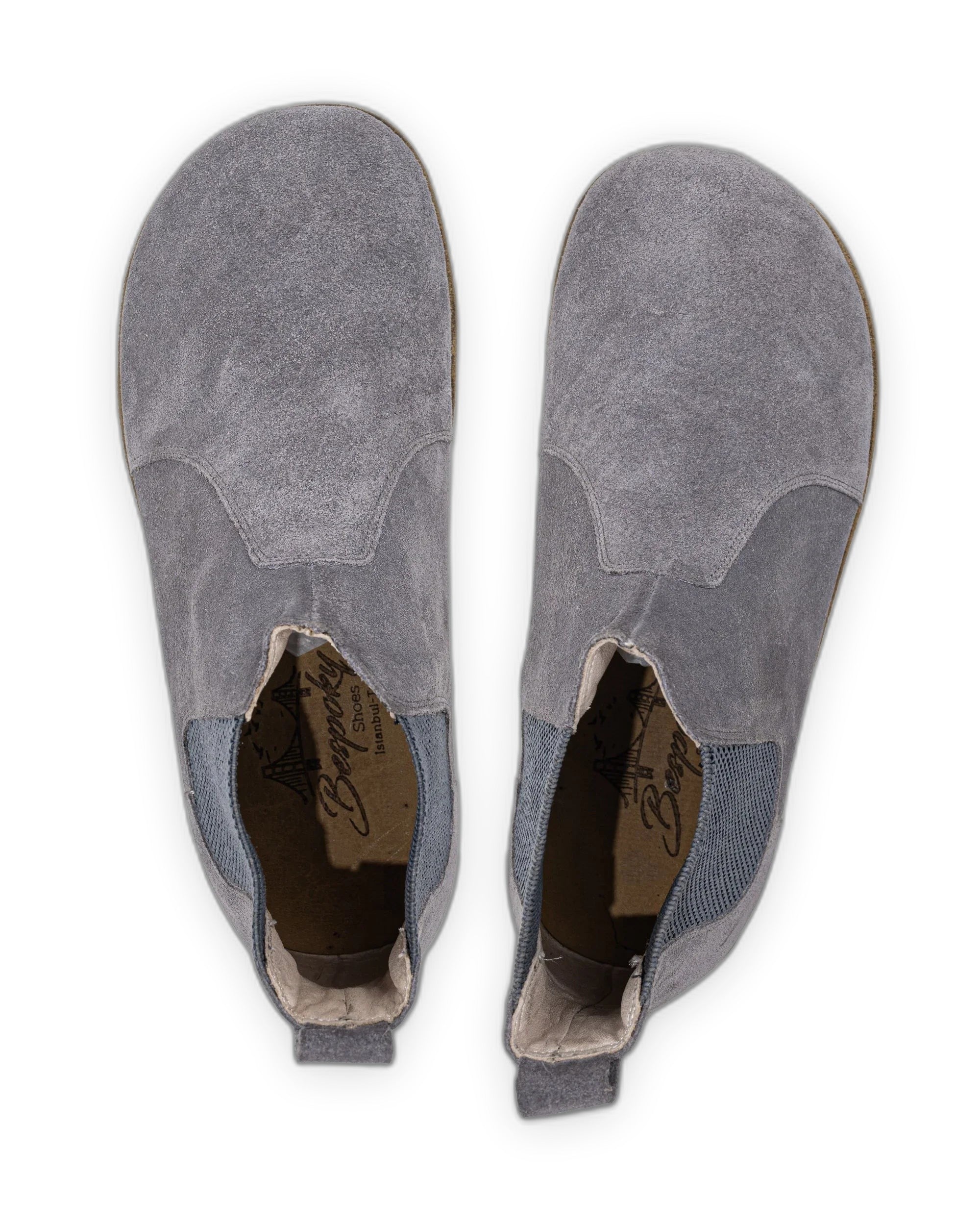 Side view Grey Chelsea Boots - Calf Leather Zero Drop | Bespoky