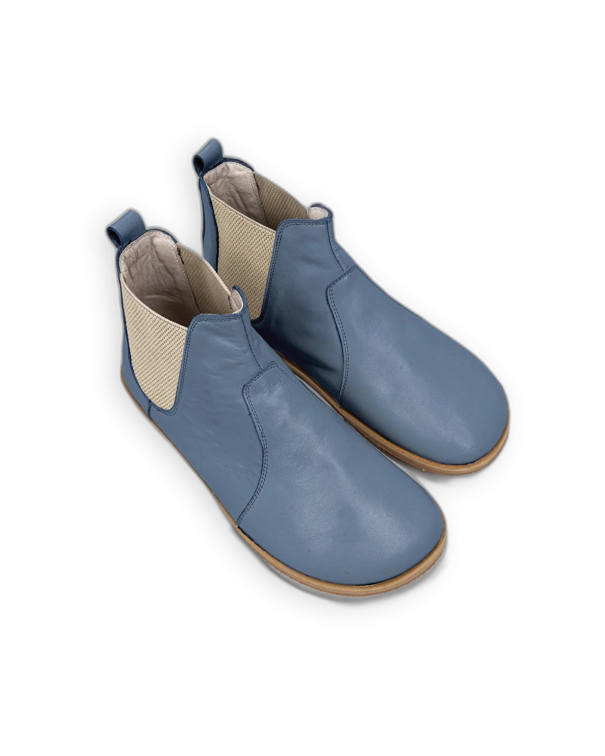 Women's Jean Blue Chelsea Boots - Handcrafted Calf Leather Wide Toe Box | Bespoky