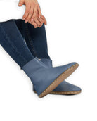 Women's Jean Blue Chelsea Boots - Handcrafted Calf Leather Wide Toe Box | Bespoky