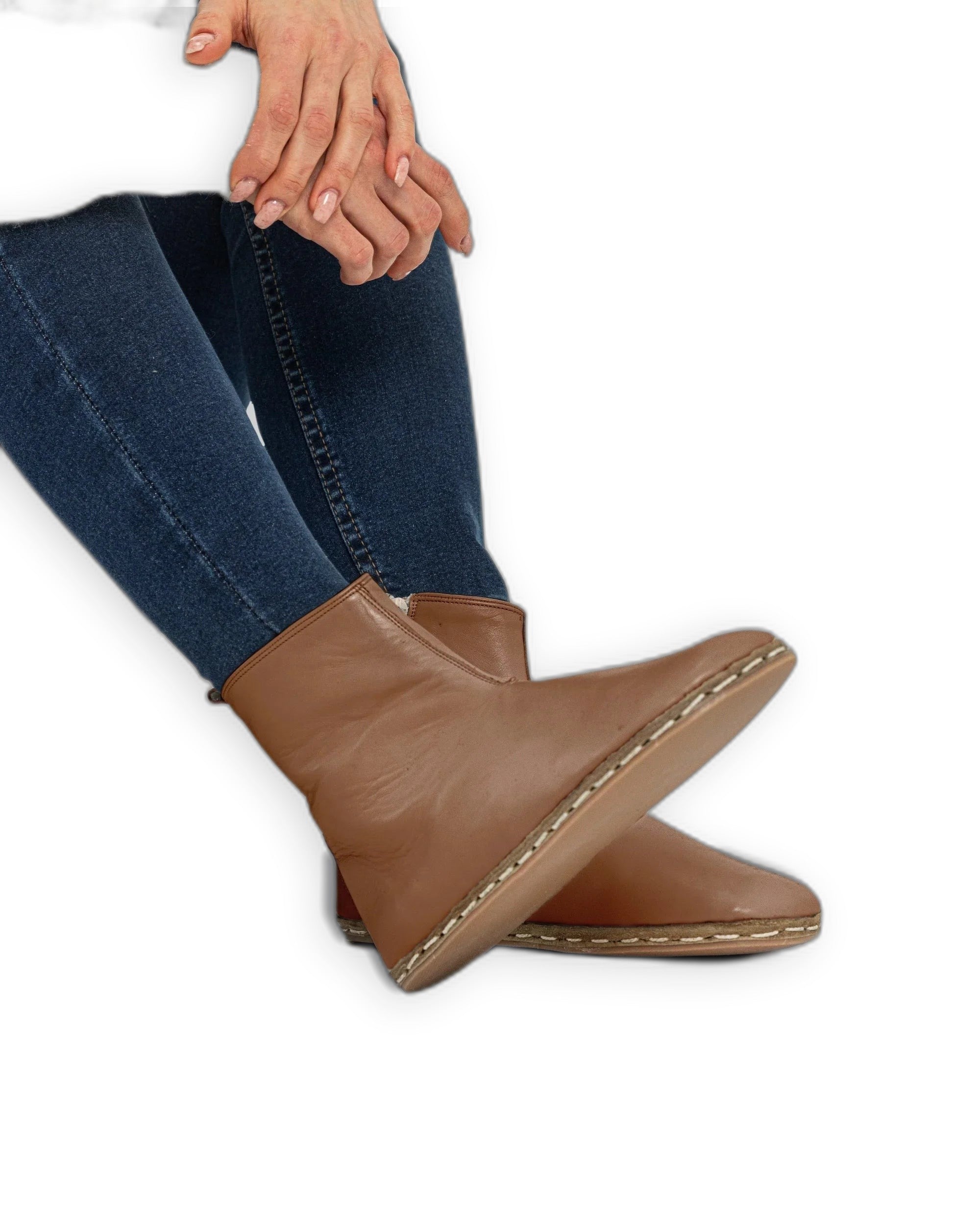 Women's Tan Chelsea Boots - Handcrafted Calf Leather Wide Toe Box | Bespoky