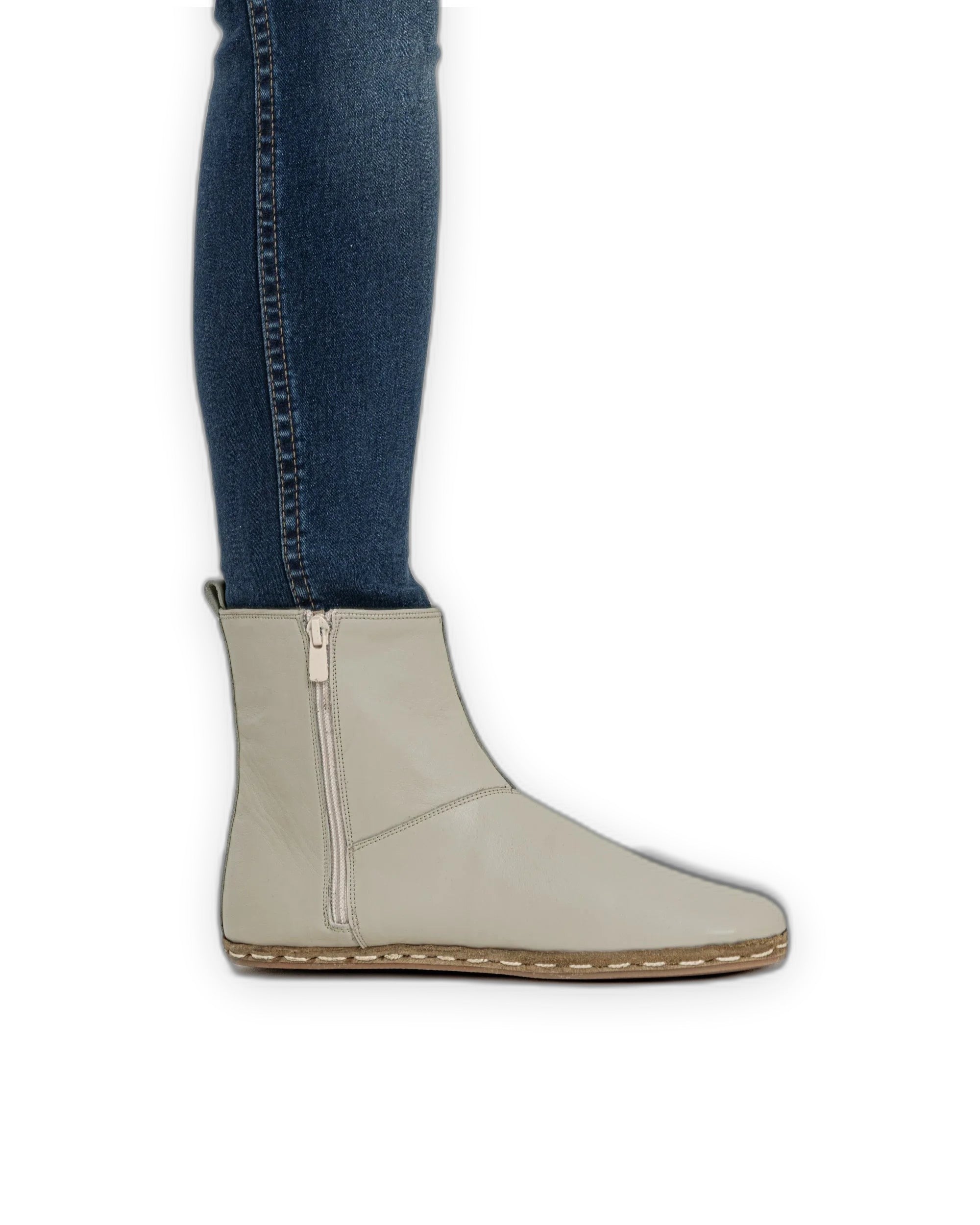 Side view Lucas Beige Chelsea Boots - Calf Leather Zero Drop | Bespoky