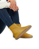 Women's Mustard Chelsea Boots - Handcrafted Calf Leather Wide Toe Box | Bespoky