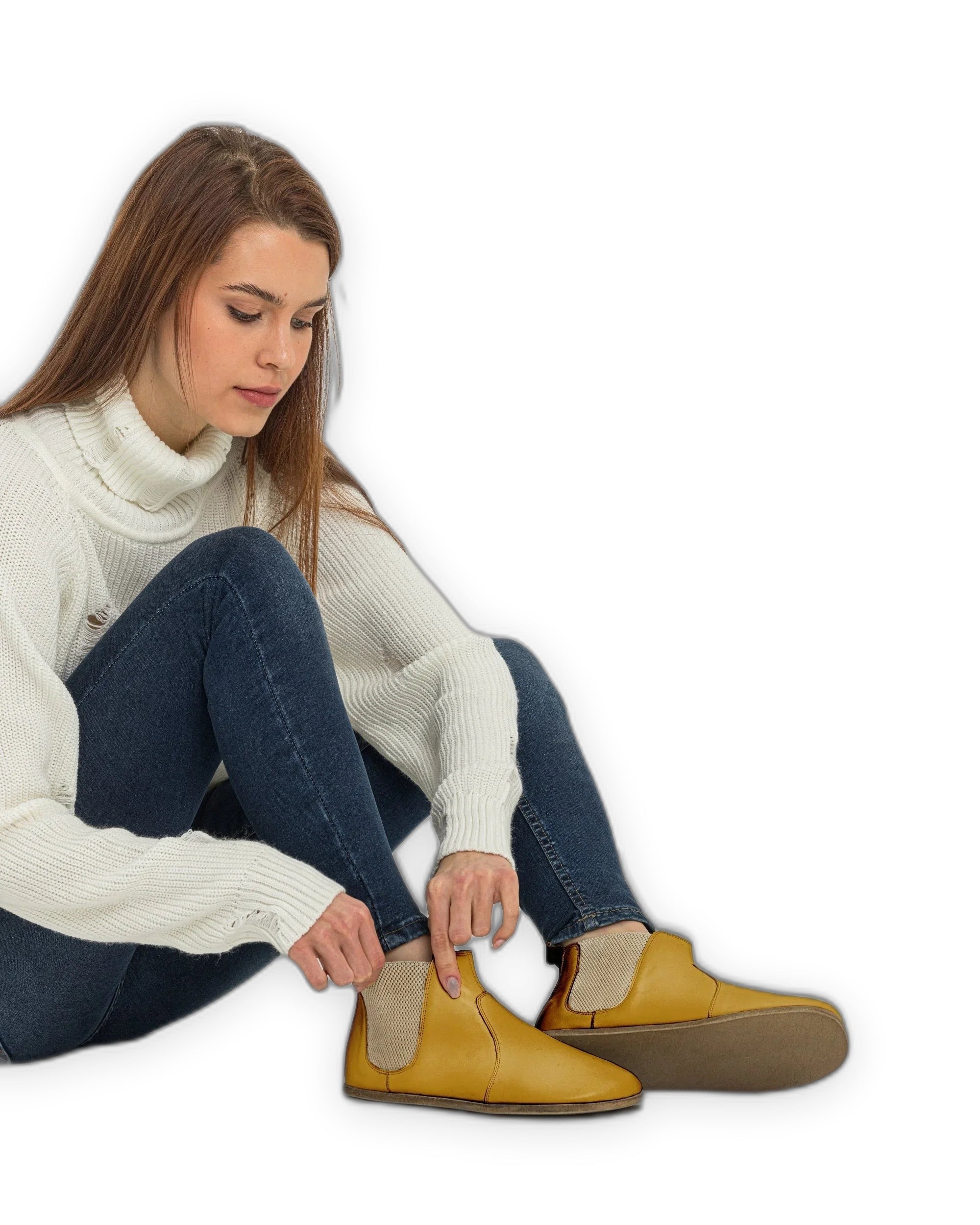 Close-up calf leather - Mustard Chelsea Boots Detail | Bespoky