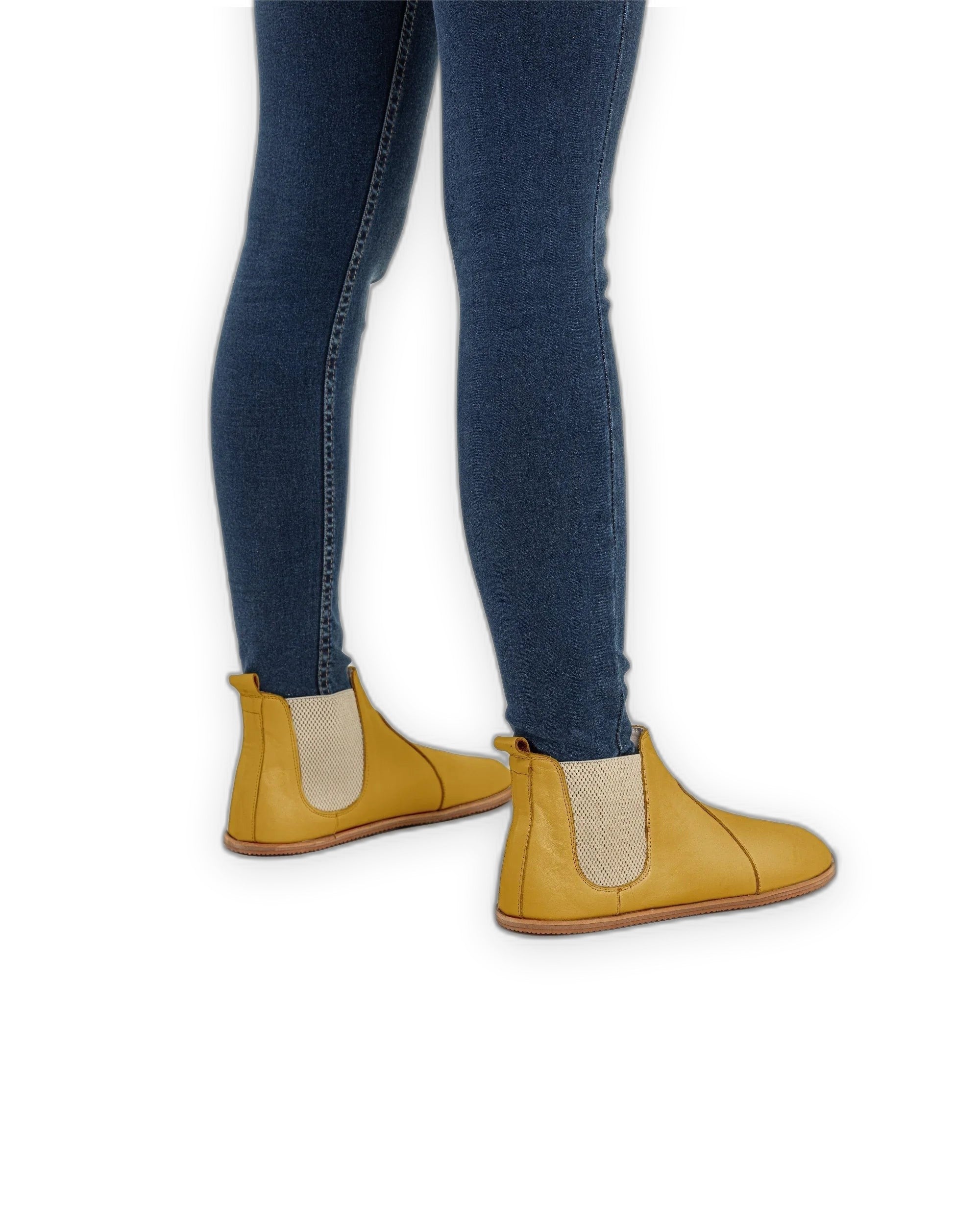 Pair Mustard Chelsea Boots - Barefoot Wide Toe Calf Leather | Bespoky