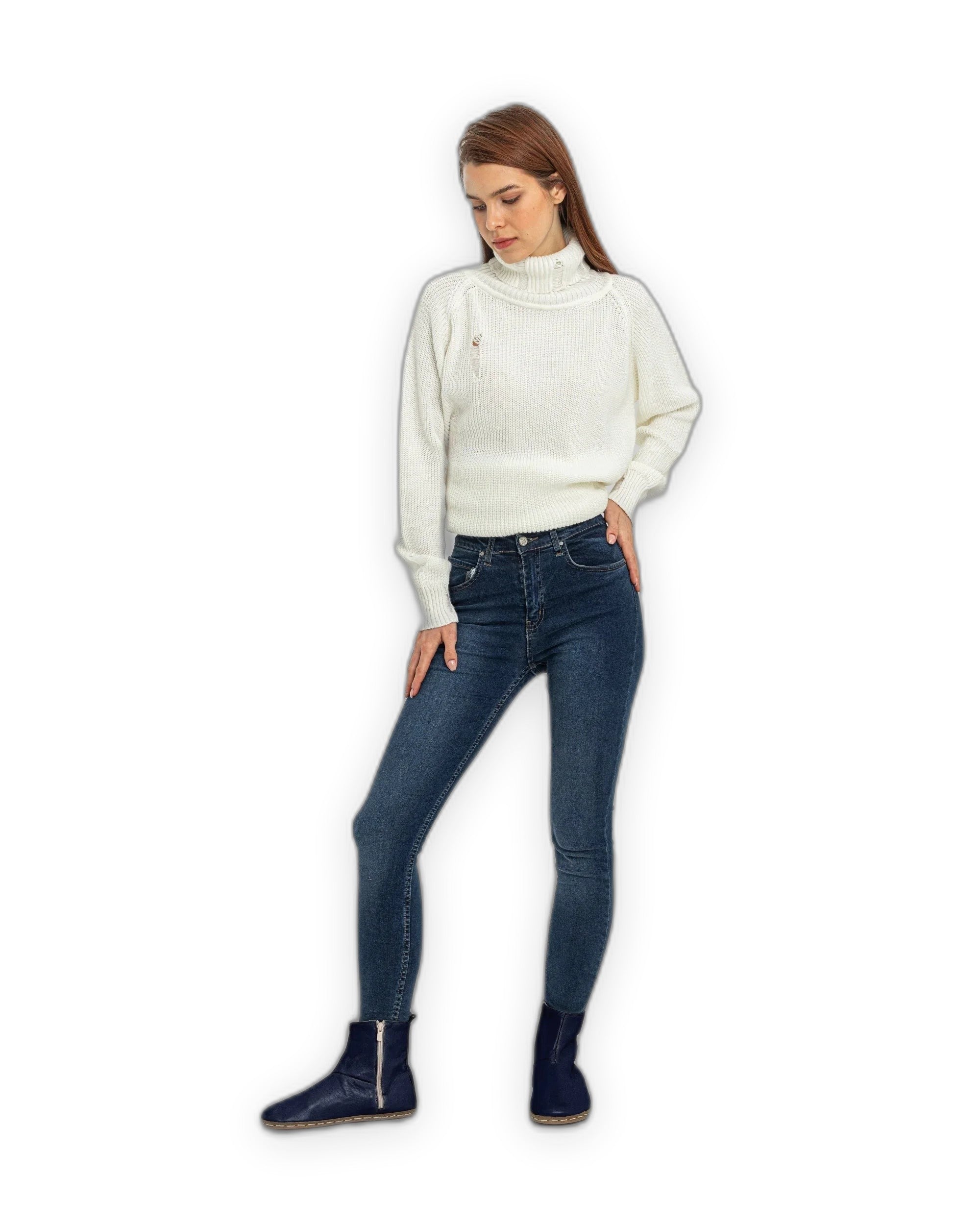 Back view Navy Blue Chelsea Boots - Calf Leather Handcrafted | Bespoky