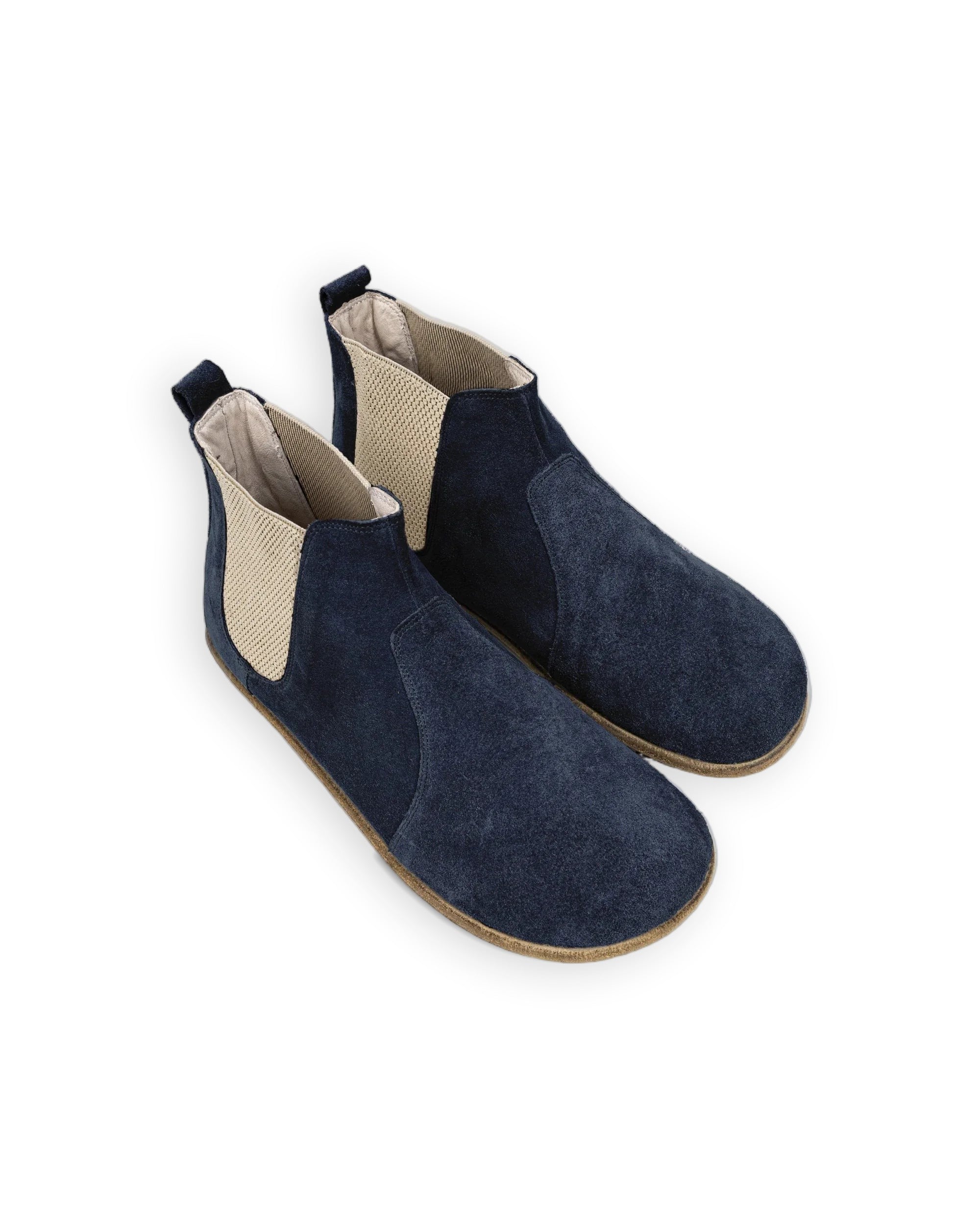 Women's Navy Chelsea Boots - Handcrafted Calf Leather Wide Toe Box | Bespoky