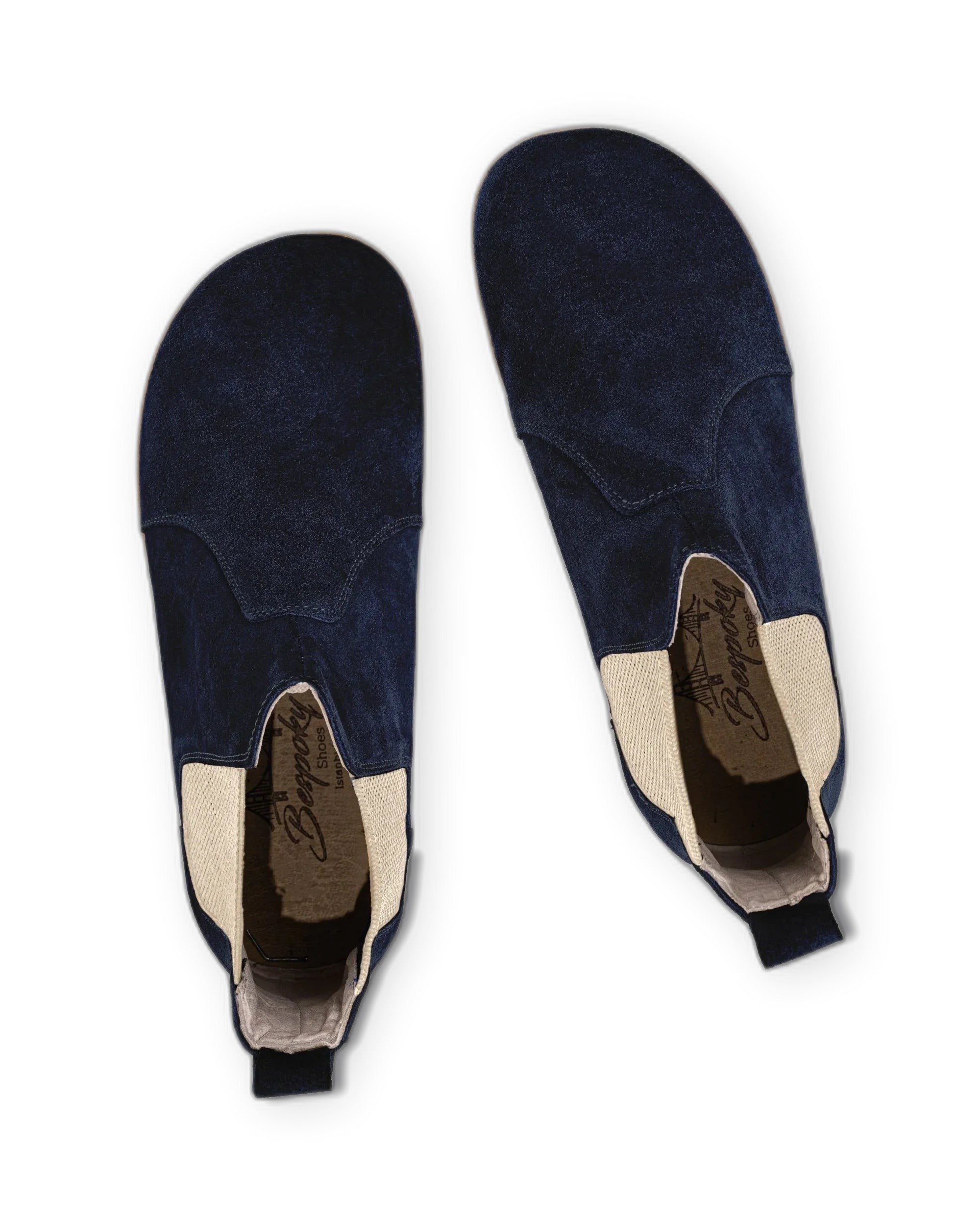 Side view Navy Chelsea Boots - Calf Leather Zero Drop | Bespoky