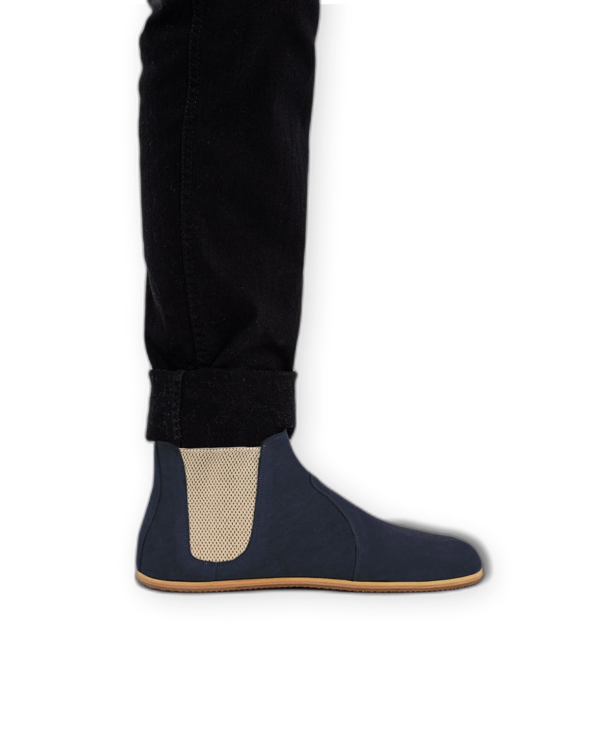 Pair Navy Chelsea Boots - Barefoot Wide Toe Calf Leather | Bespoky