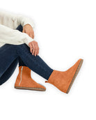 Women's Orange Chelsea Boots - Handcrafted Calf Leather Wide Toe Box | Bespoky