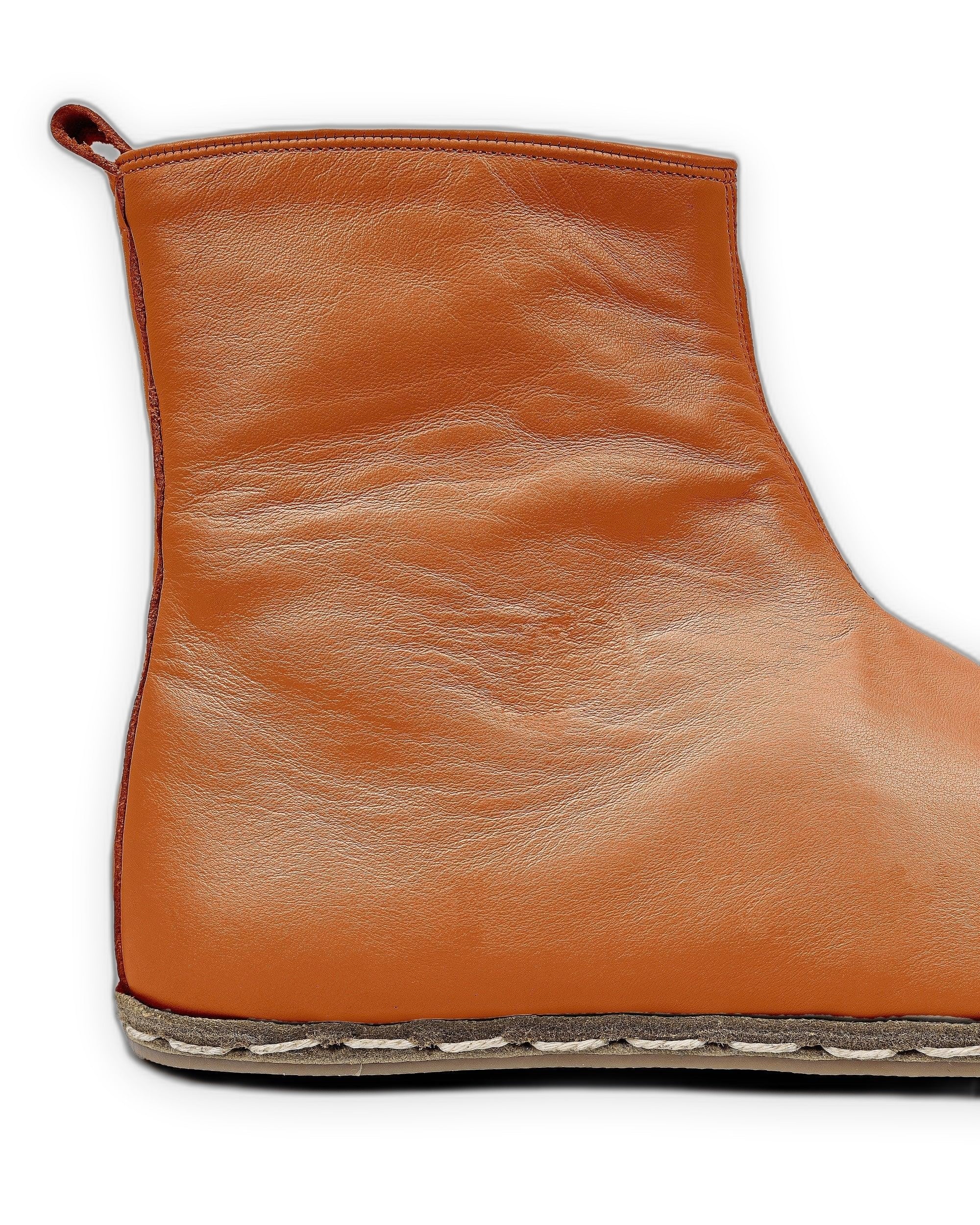 Close-up calf leather - Orange Chelsea Boots Detail | Bespoky