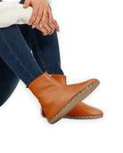 Women's Orange Chelsea Boots - Handcrafted Calf Leather Wide Toe Box | Bespoky