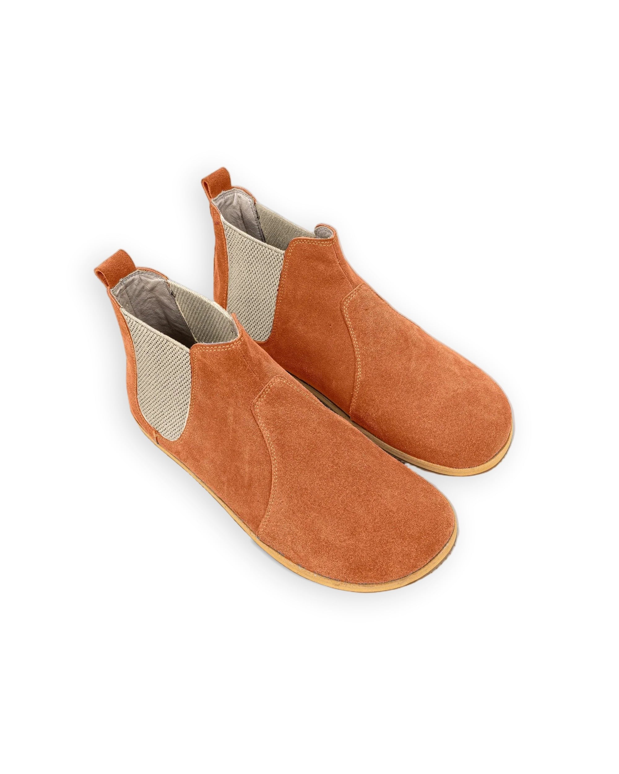 Women's Orange Chelsea Boots - Handcrafted Calf Leather Wide Toe Box | Bespoky