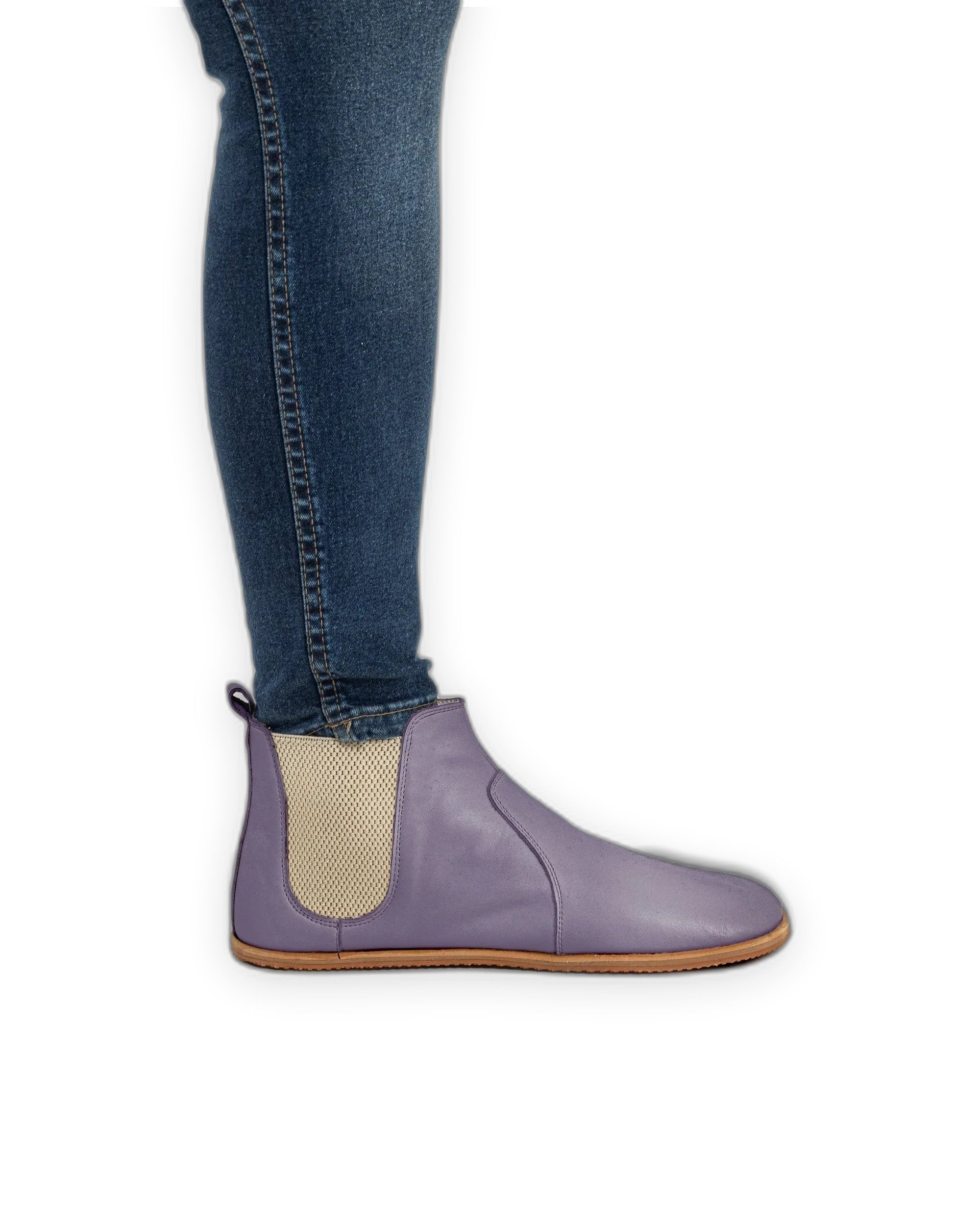 Pair Purple Chelsea Boots - Barefoot Wide Toe Calf Leather | Bespoky