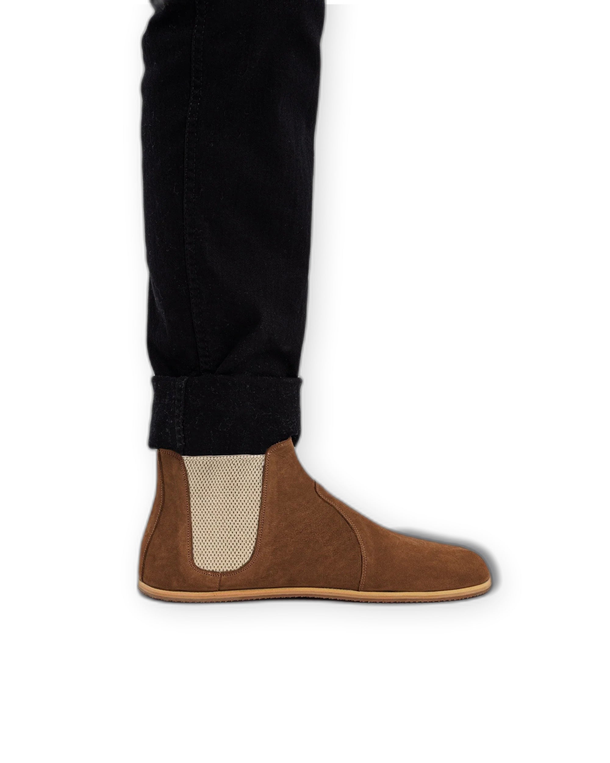 Pair Tan Chelsea Boots - Barefoot Wide Toe Calf Leather | Bespoky