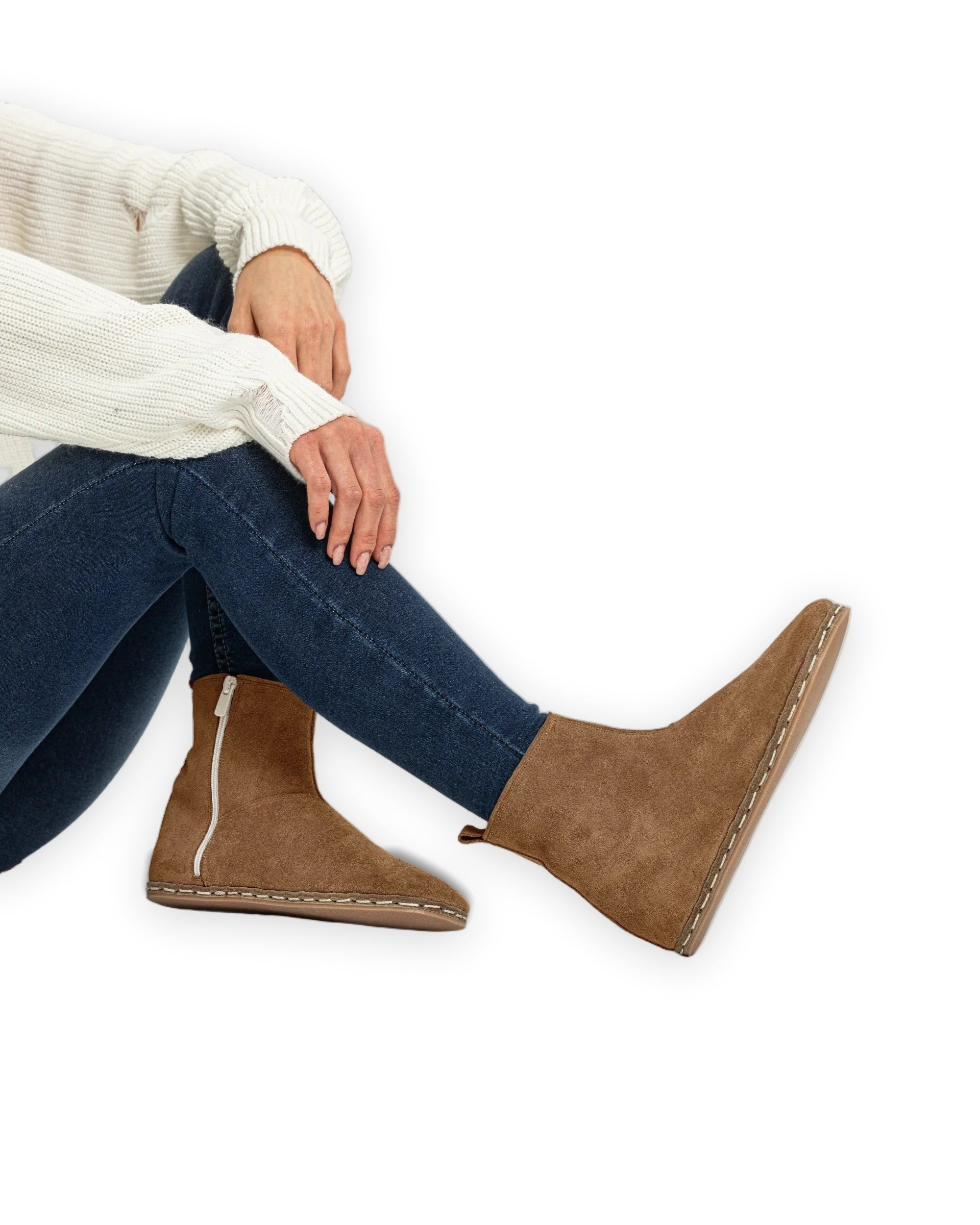 Women's Tan Chelsea Boots - Handcrafted Calf Leather Wide Toe Box | Bespoky