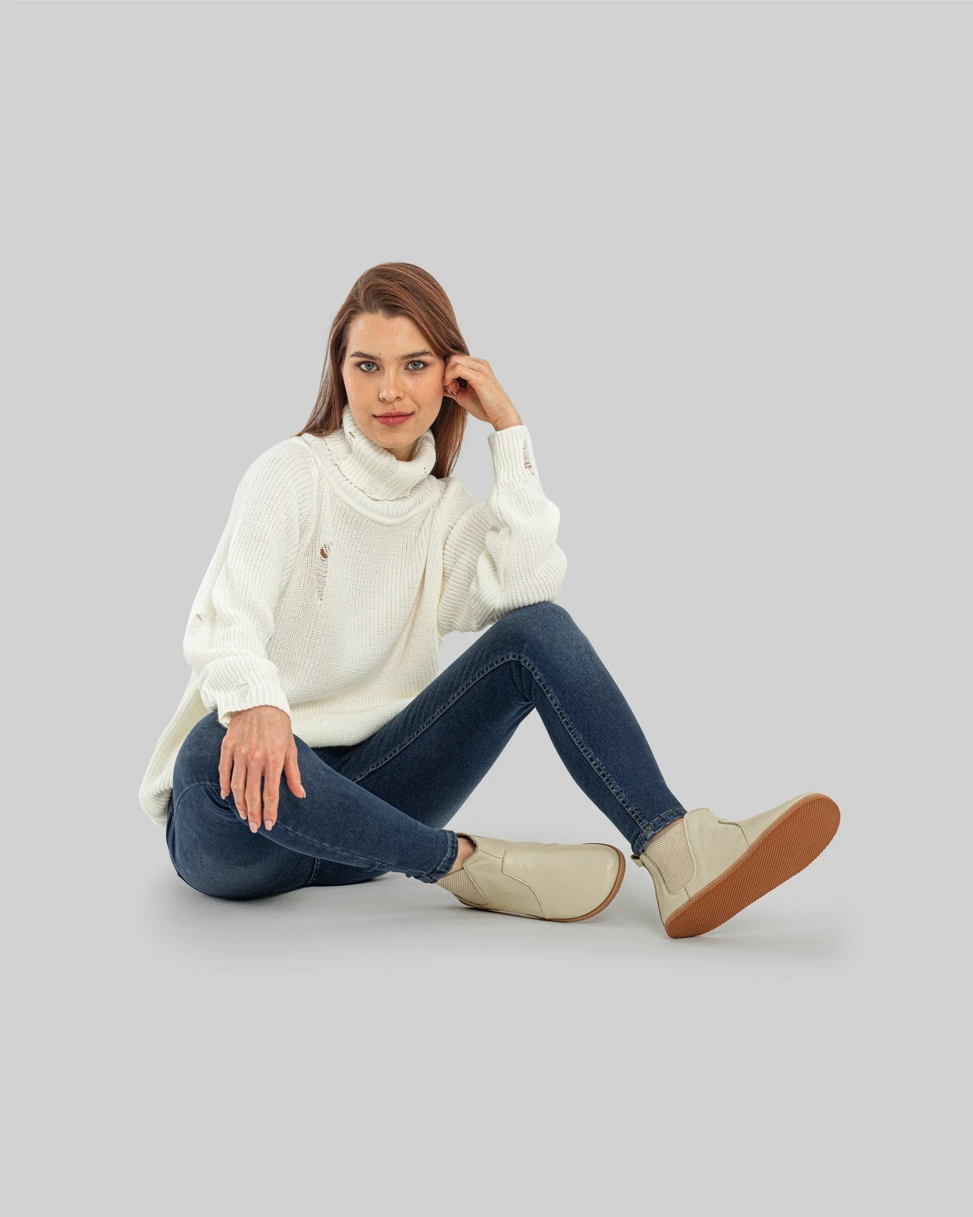 Back view Beige Chelsea Boots - Calf Leather Handcrafted | Bespoky