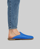 Detail Blue Slippers - Handcrafted Calf Leather Turkey | Bespoky
