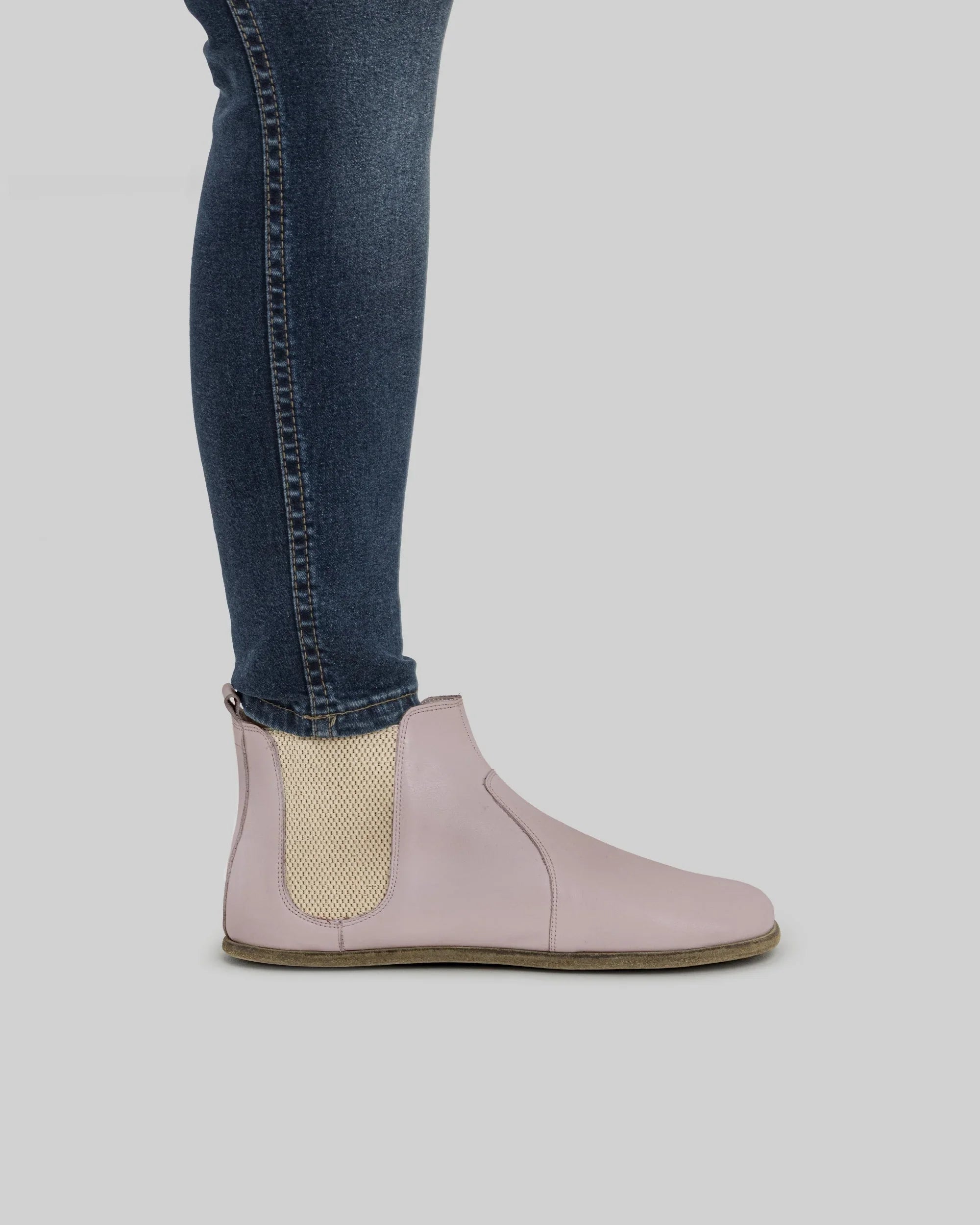 Pair Pink Chelsea Boots - Barefoot Wide Toe Calf Leather | Bespoky
