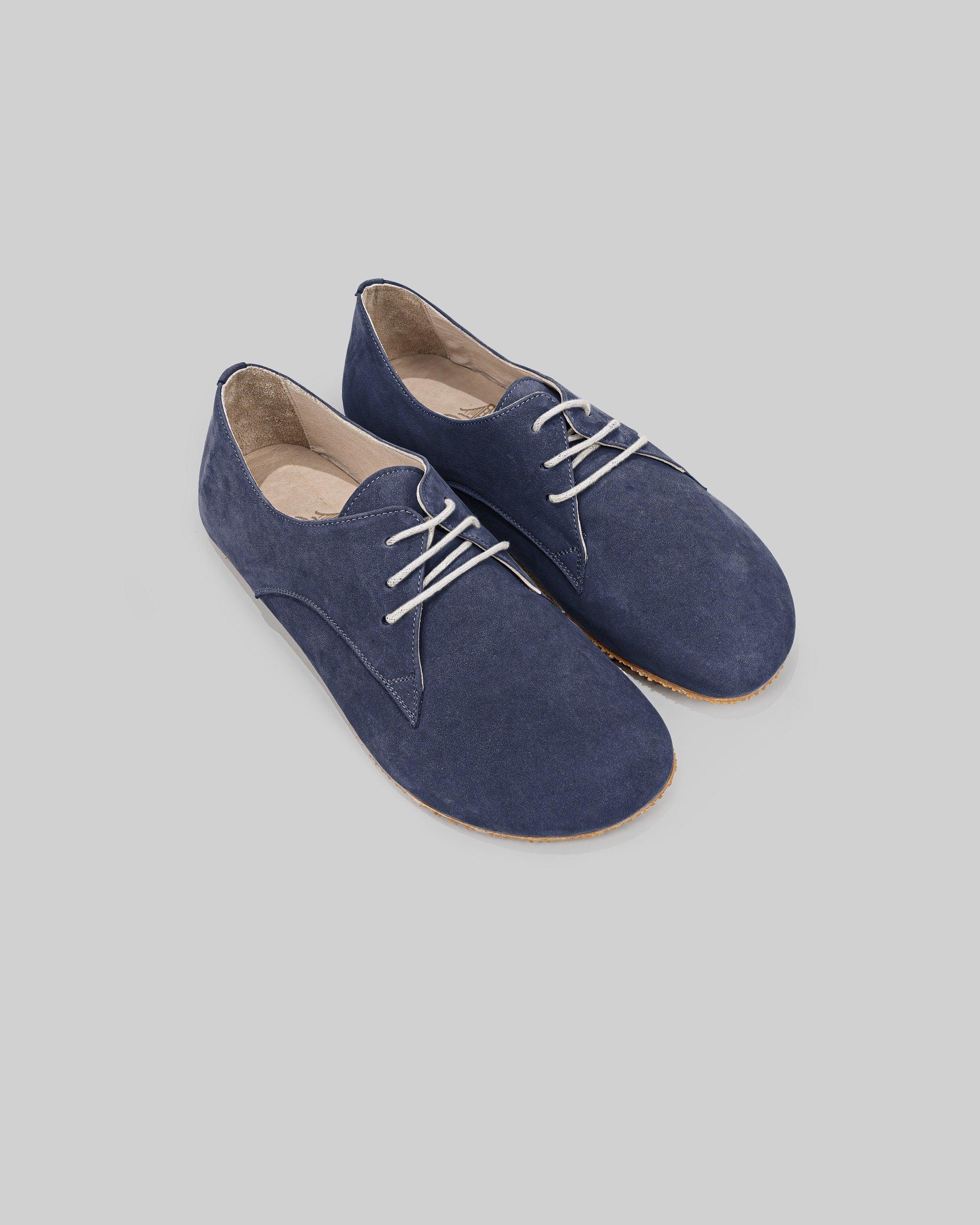 Men's Navy Nubuck Oxford Shoes - Handcrafted Calf Leather Wide Toe Box | Bespoky