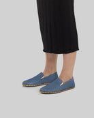 Detail Jean Blue Barefoot Shoes - Handcrafted Calf Leather Turkey | Bespoky
