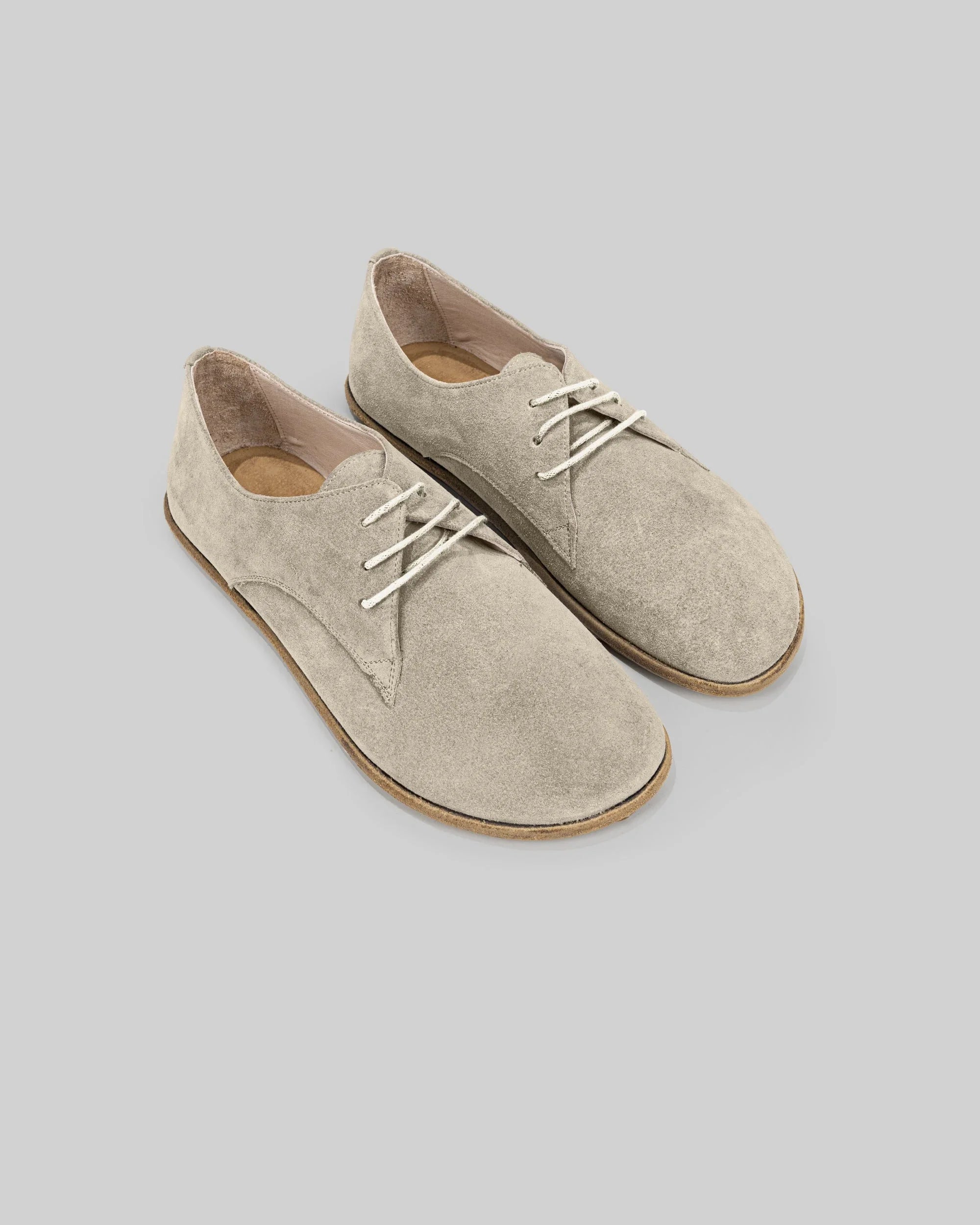 Men's Cream Suede Oxford Shoes - Handcrafted Calf Leather Wide Toe Box | Bespoky