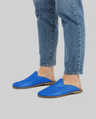 Side view Blue Slippers - Calf Leather Zero Drop | Bespoky