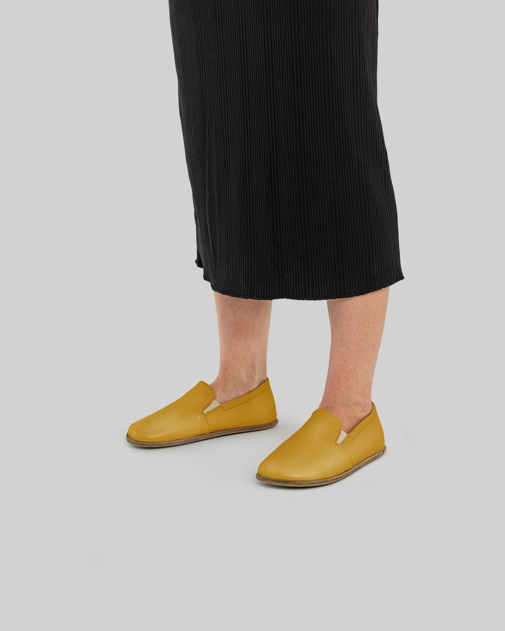 Top view Mustard Barefoot Shoes - Handcrafted Calf Leather | Bespoky