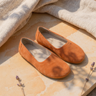 Bespoky orange ballet flats — summer still-life