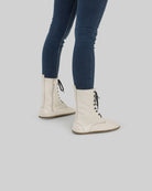 Close-up calf leather - Cream Barefoot Boot Detail | Bespoky