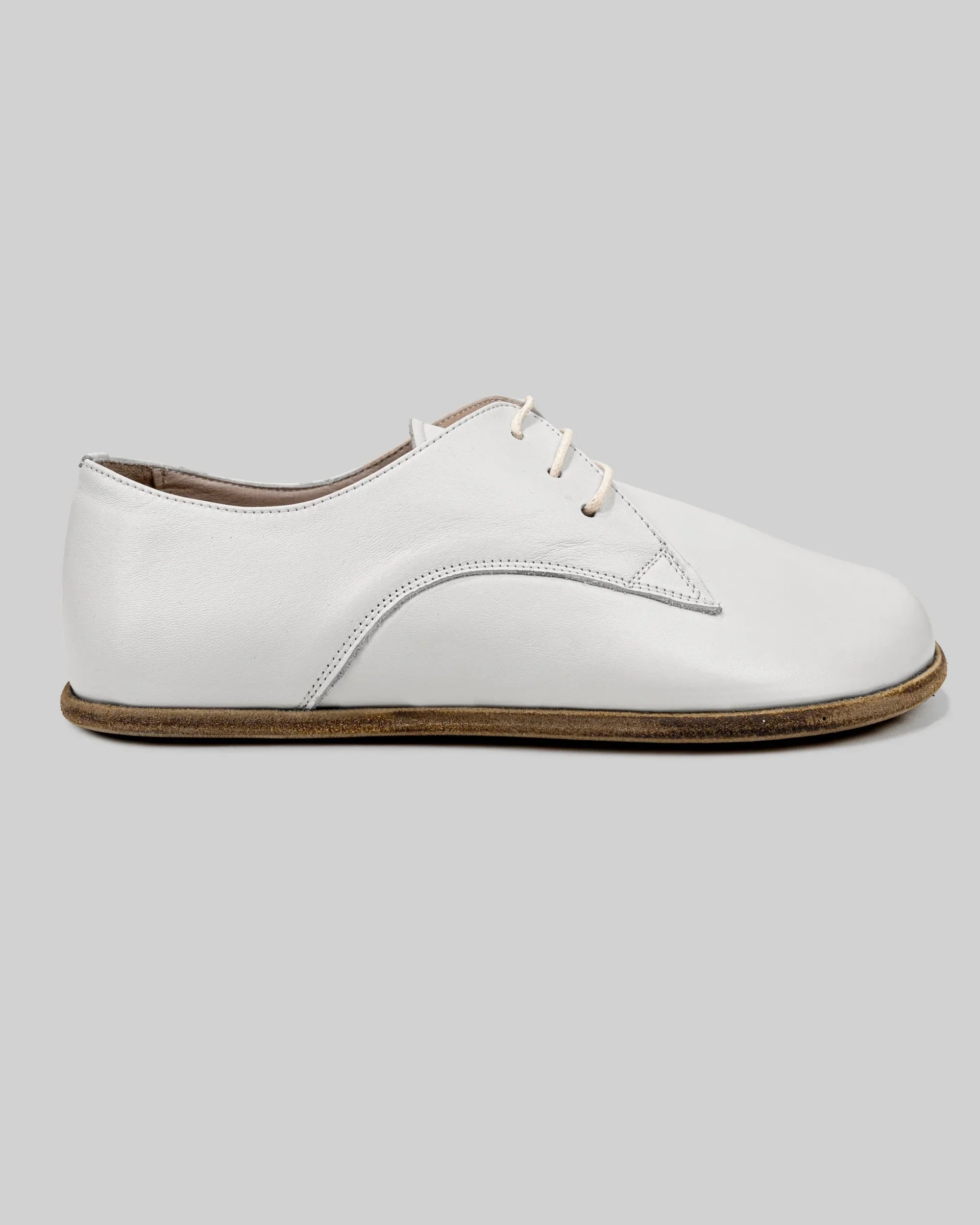 Side view White Oxford Shoes - Calf Leather Zero Drop | Bespoky