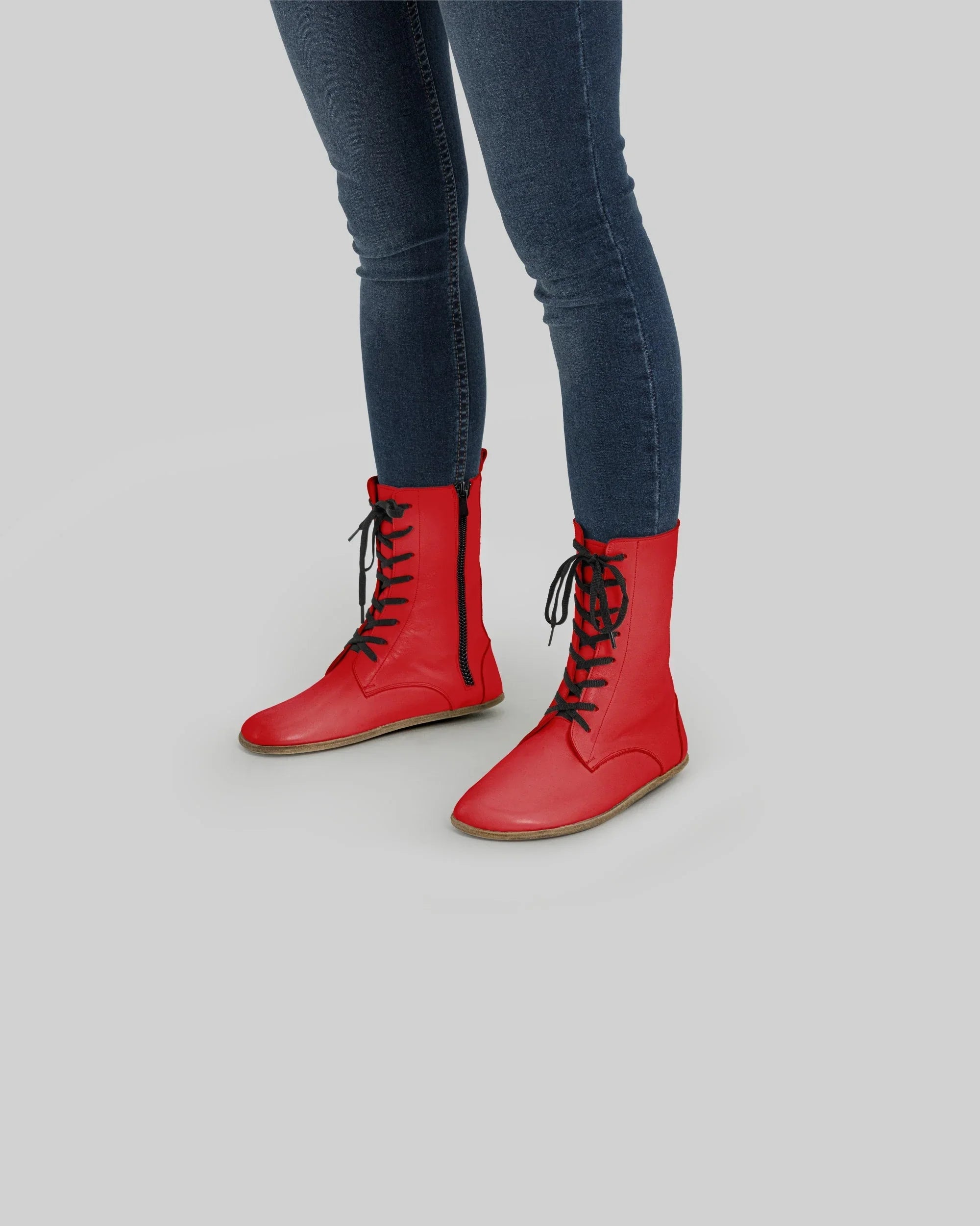Men's Red Barefoot Boot - Handcrafted Calf Leather Wide Toe Box | Bespoky