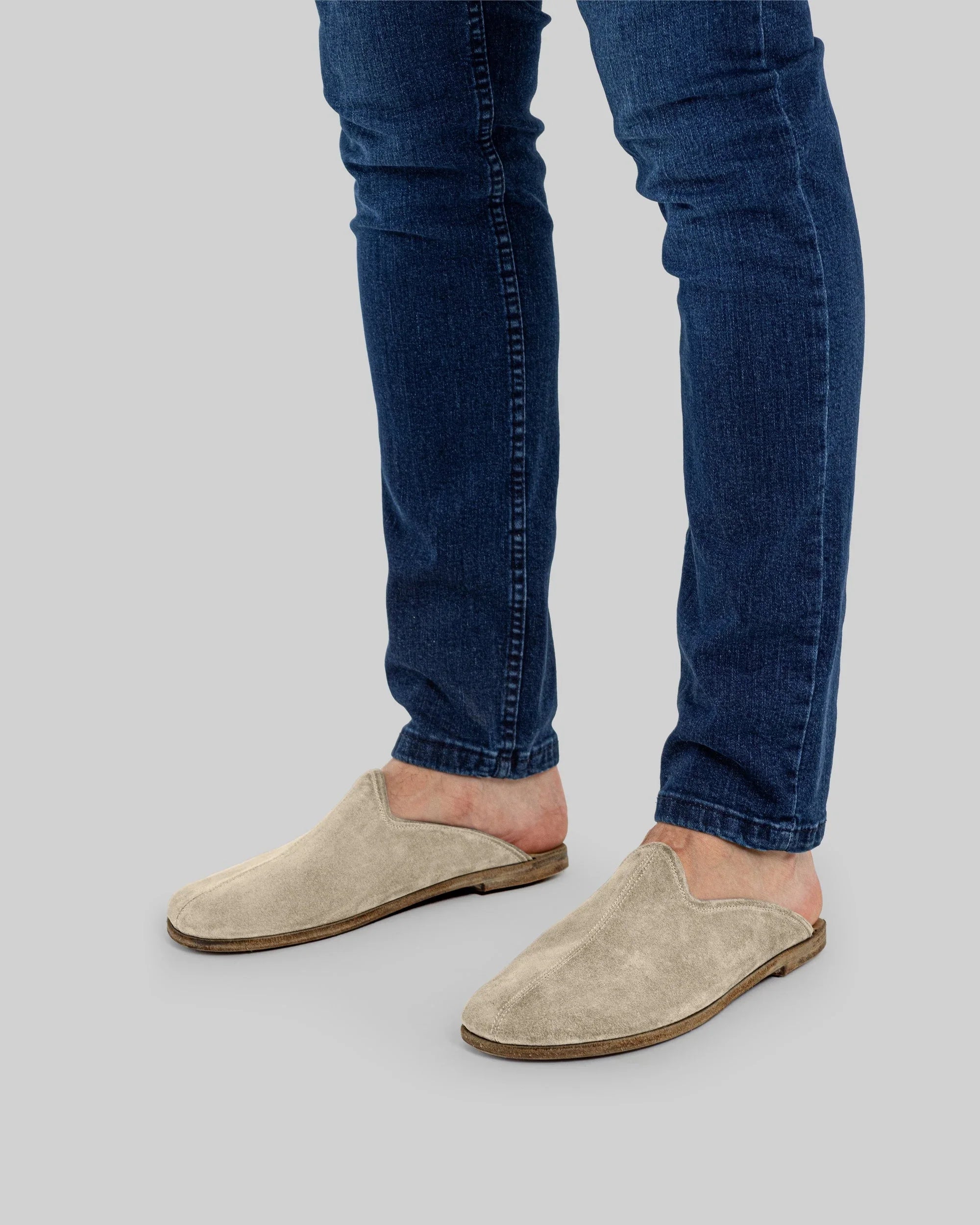 Top view Cream Suede Slippers - Handcrafted Calf Leather | Bespoky