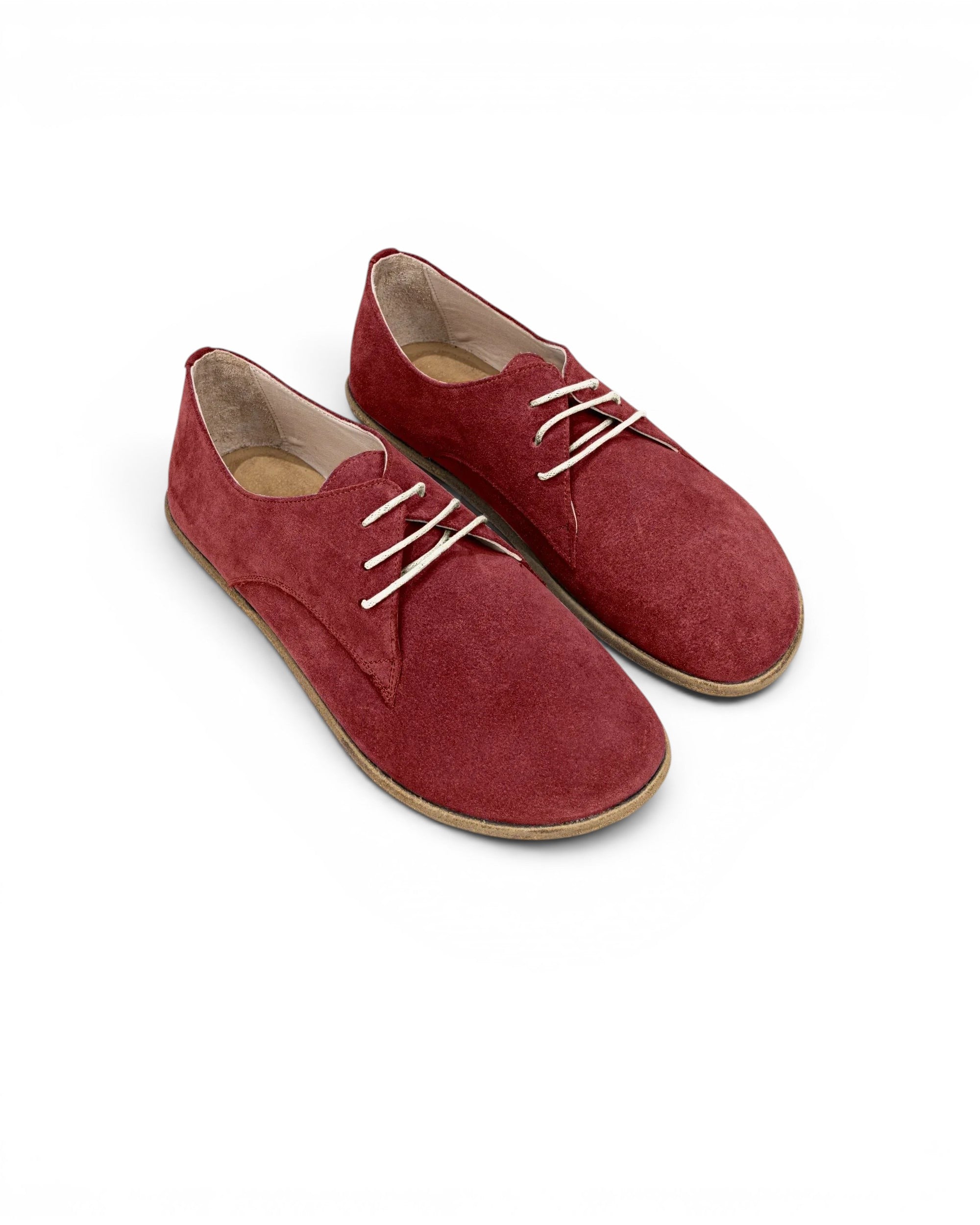 Women's Burgundy Oxford Shoes - Handcrafted Calf Leather Wide Toe Box | Bespoky