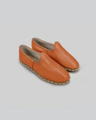 Women's Orange Yemeni Shoes - Handcrafted Calf Leather Wide Toe Box | Bespoky