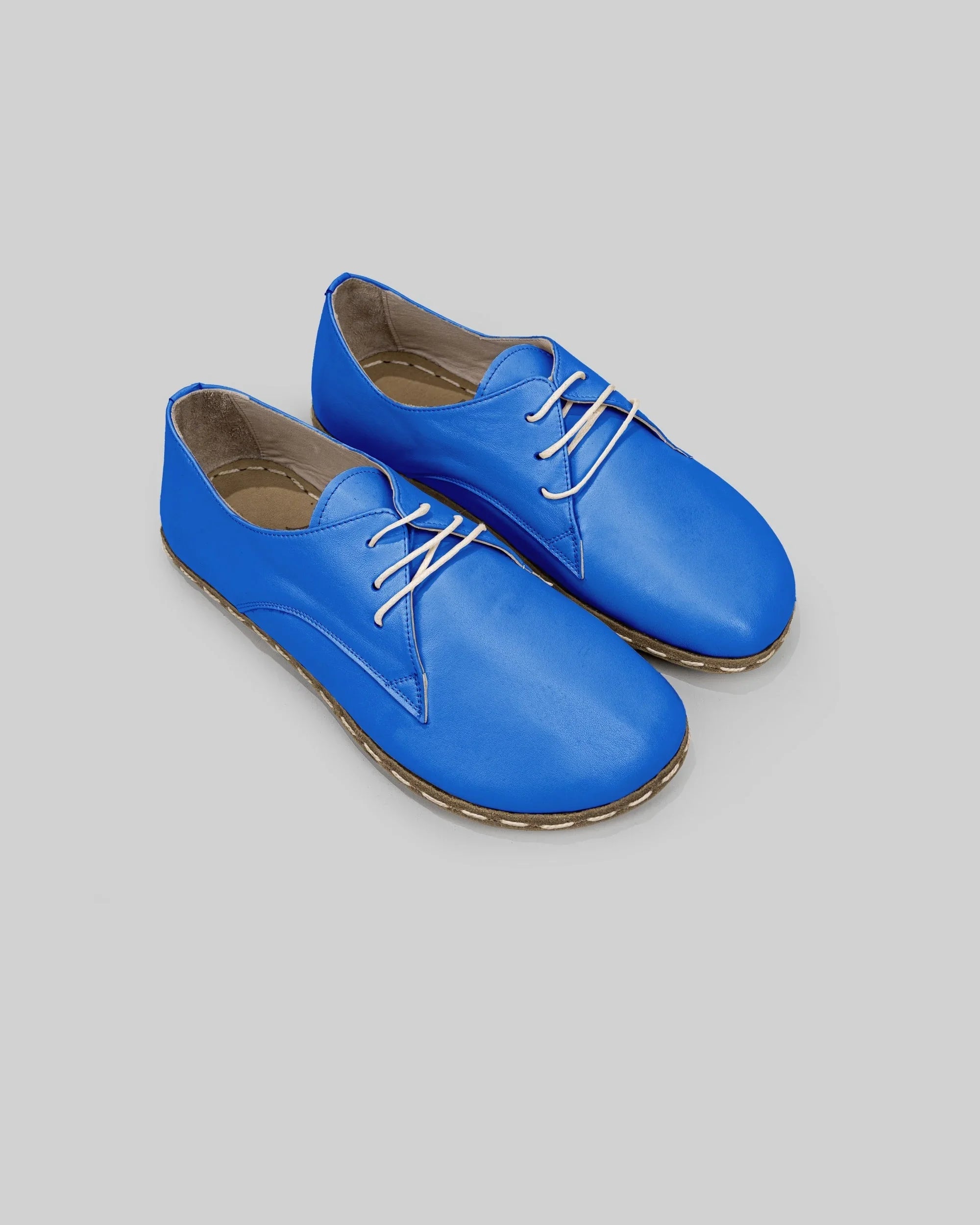 Women's Blue Oxford Shoes - Handcrafted Calf Leather Wide Toe Box | Bespoky