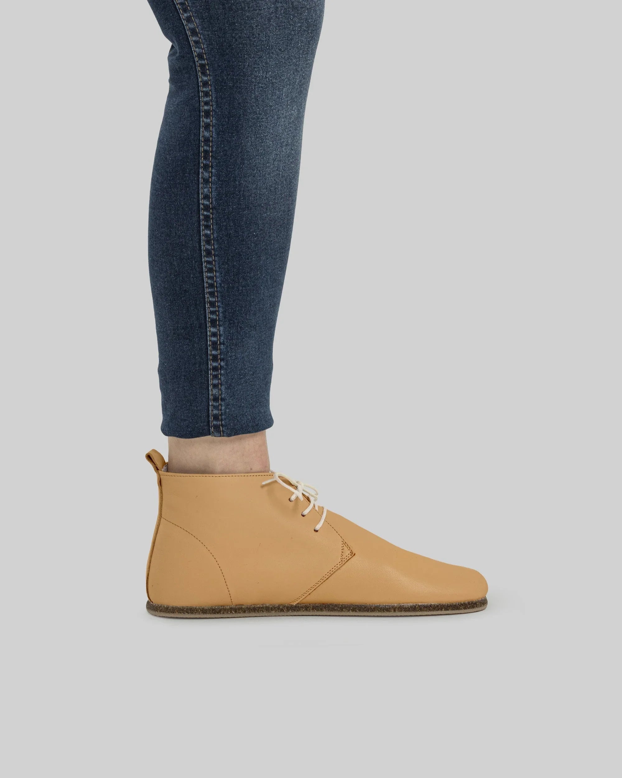 Pair Melon Yellow Ankle Boots - Barefoot Wide Toe Calf Leather | Bespoky