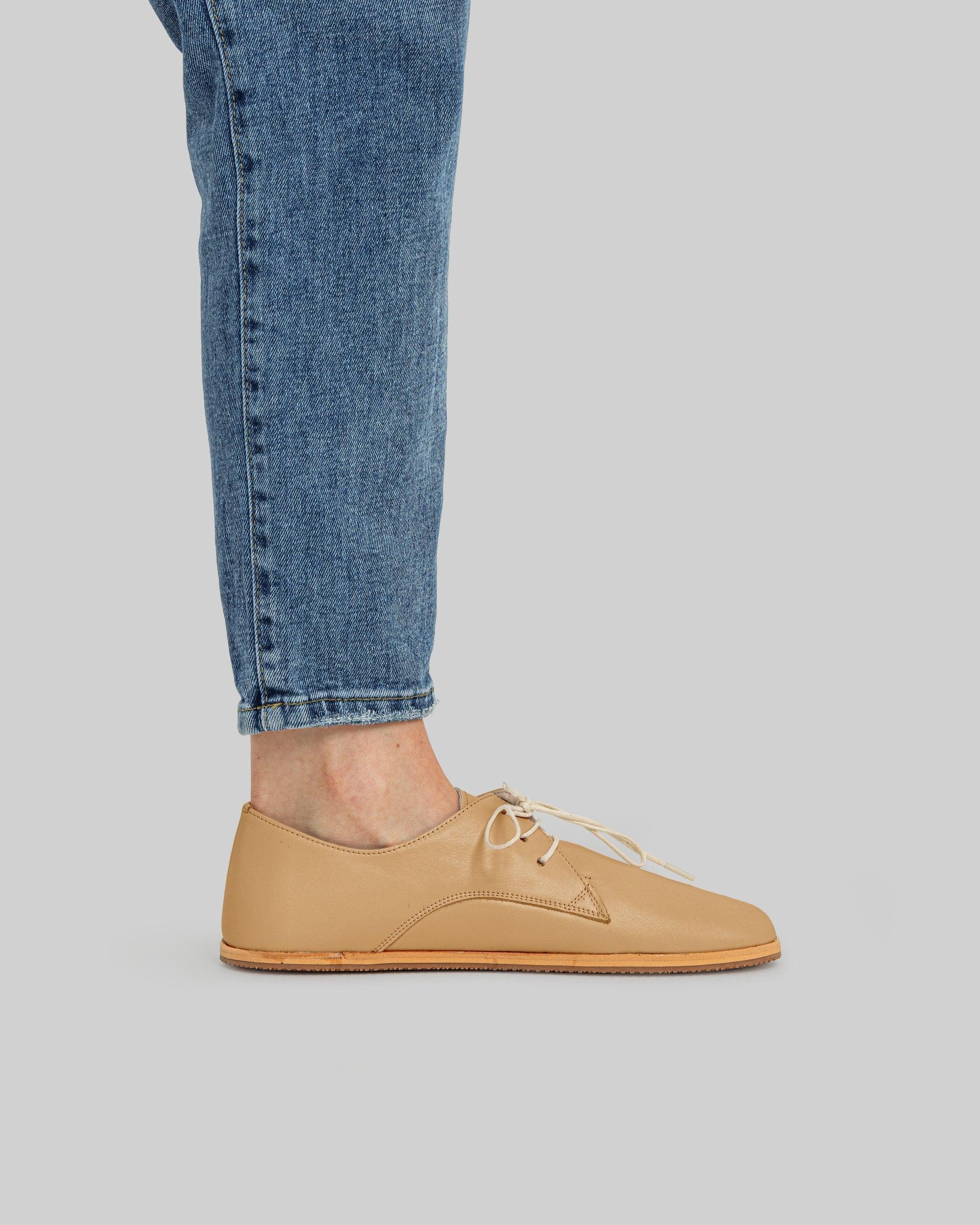 Pair Melon Yellow Oxford Shoes - Barefoot Wide Toe Calf Leather | Bespoky