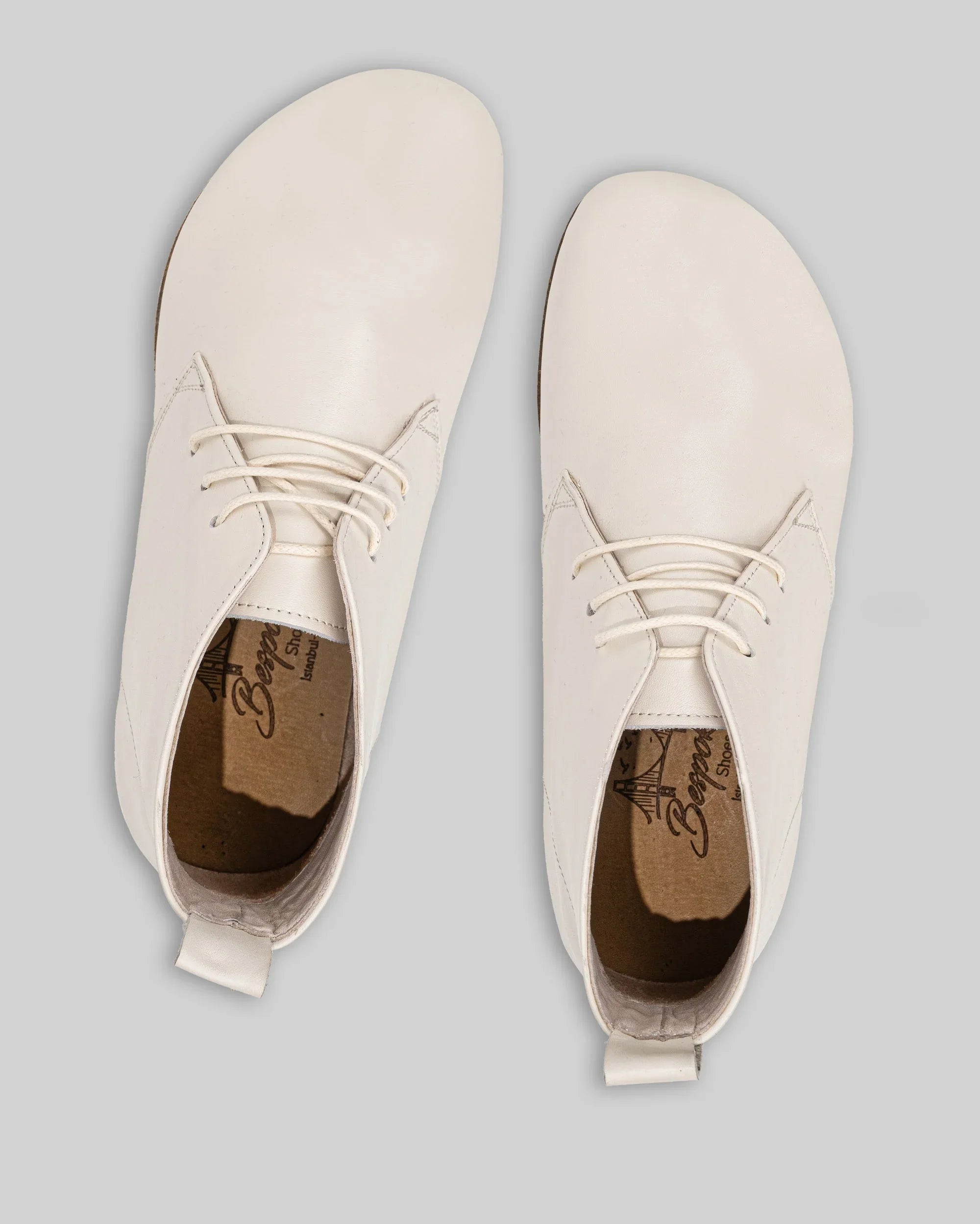 Side view Cream Ankle Boots - Calf Leather Zero Drop | Bespoky