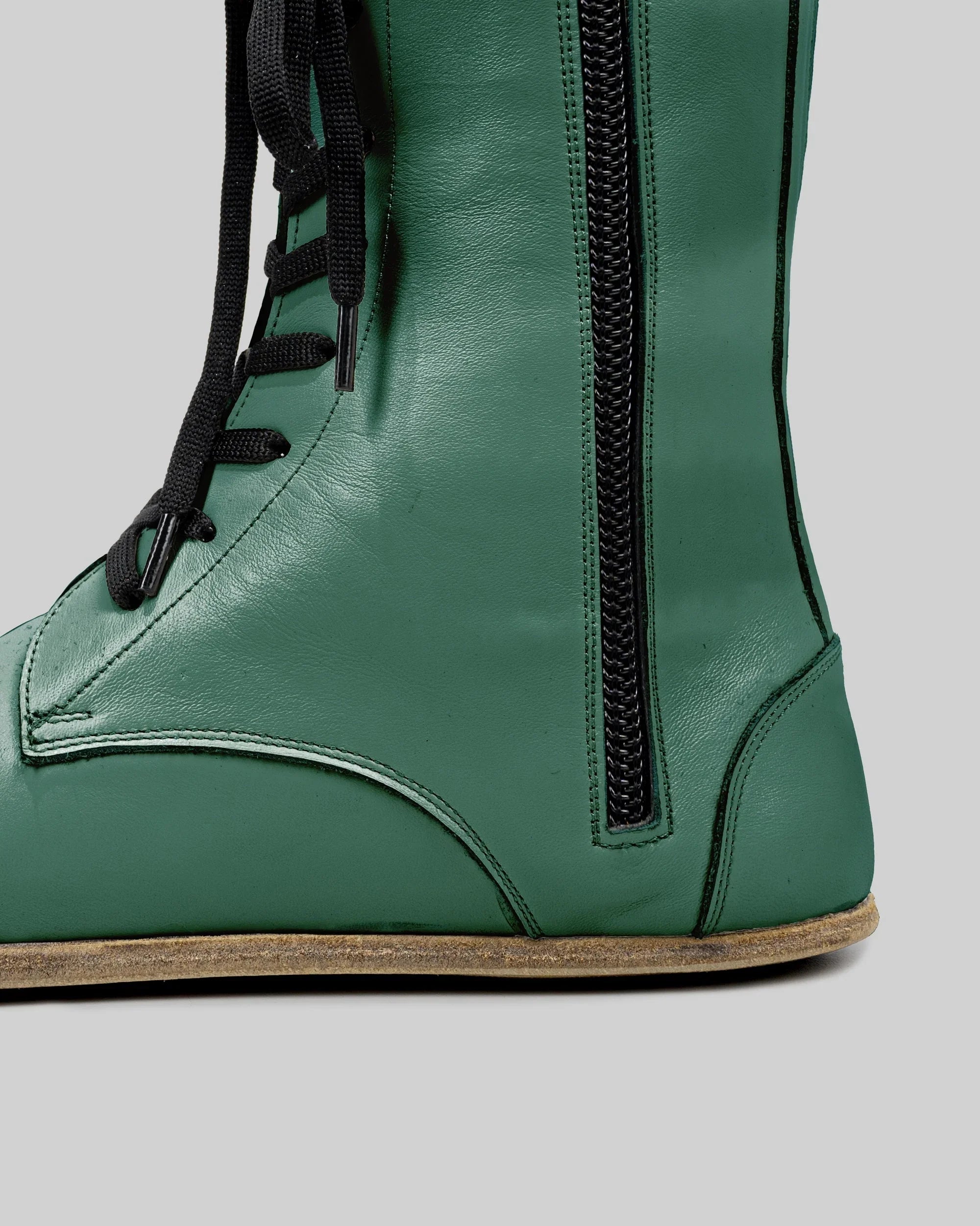 Side view Green Barefoot Boot - Calf Leather Zero Drop | Bespoky