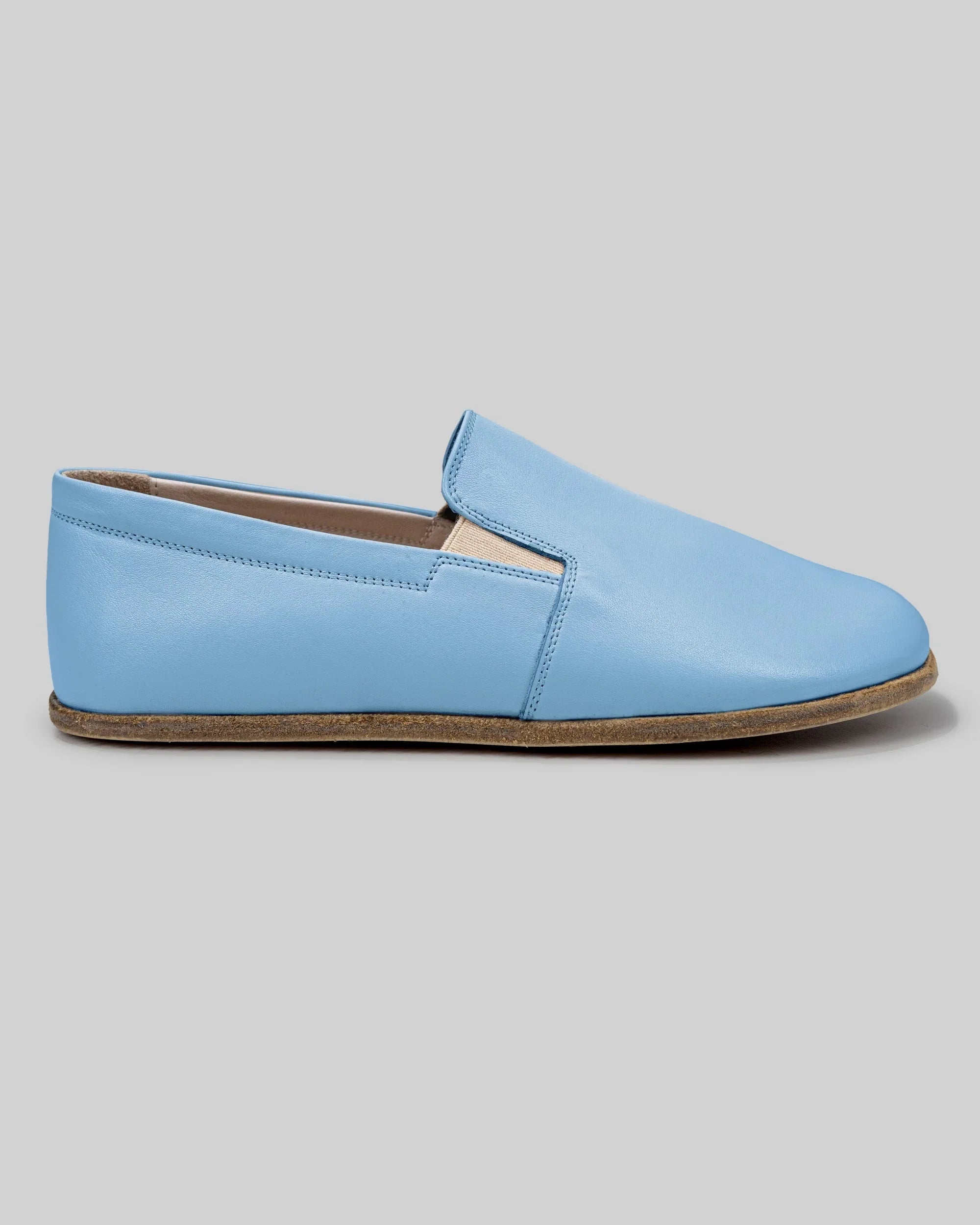 Side view Baby Blue Barefoot Shoes - Calf Leather Zero Drop | Bespoky