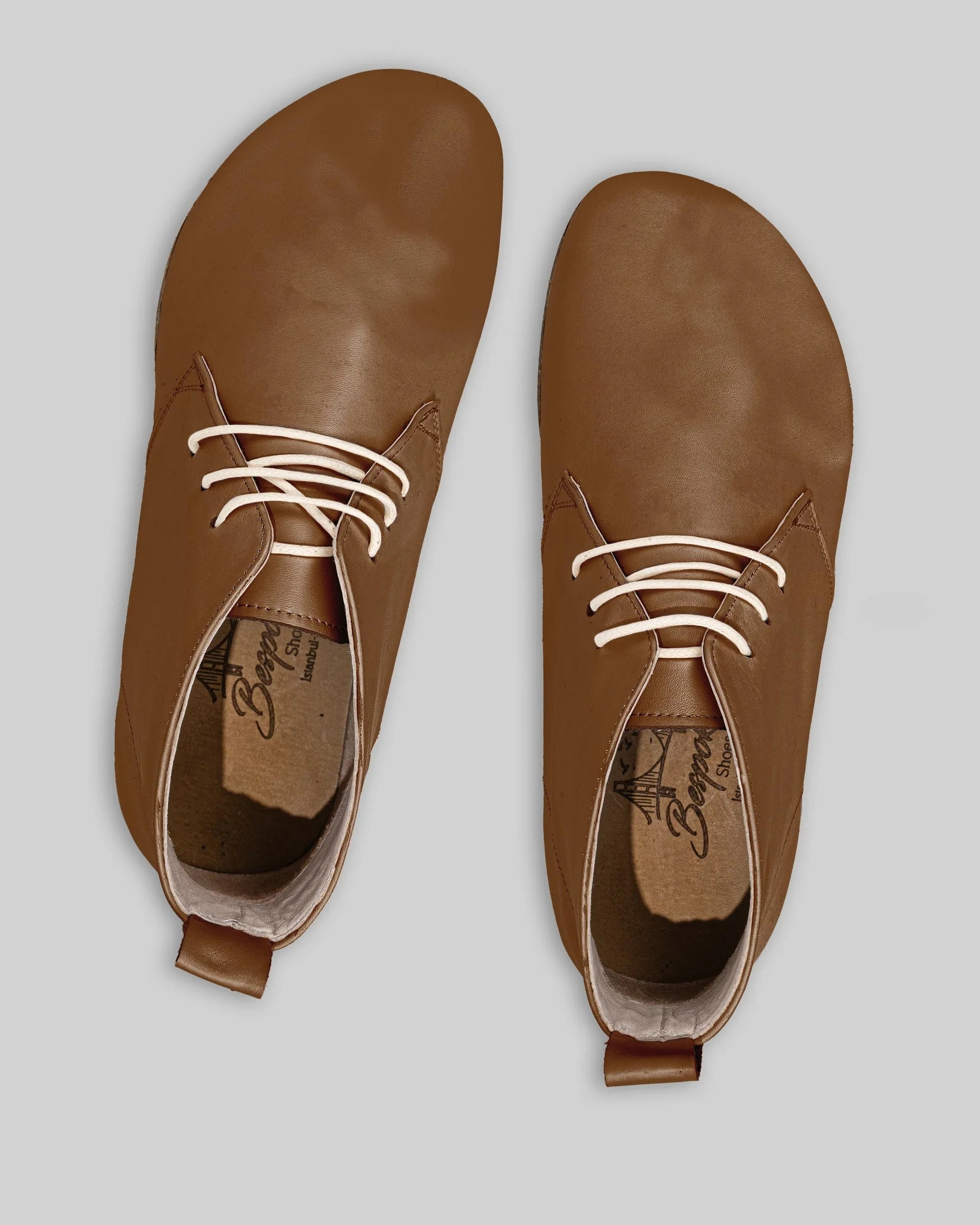 Side view Dark Tan Ankle Boots - Calf Leather Zero Drop | Bespoky