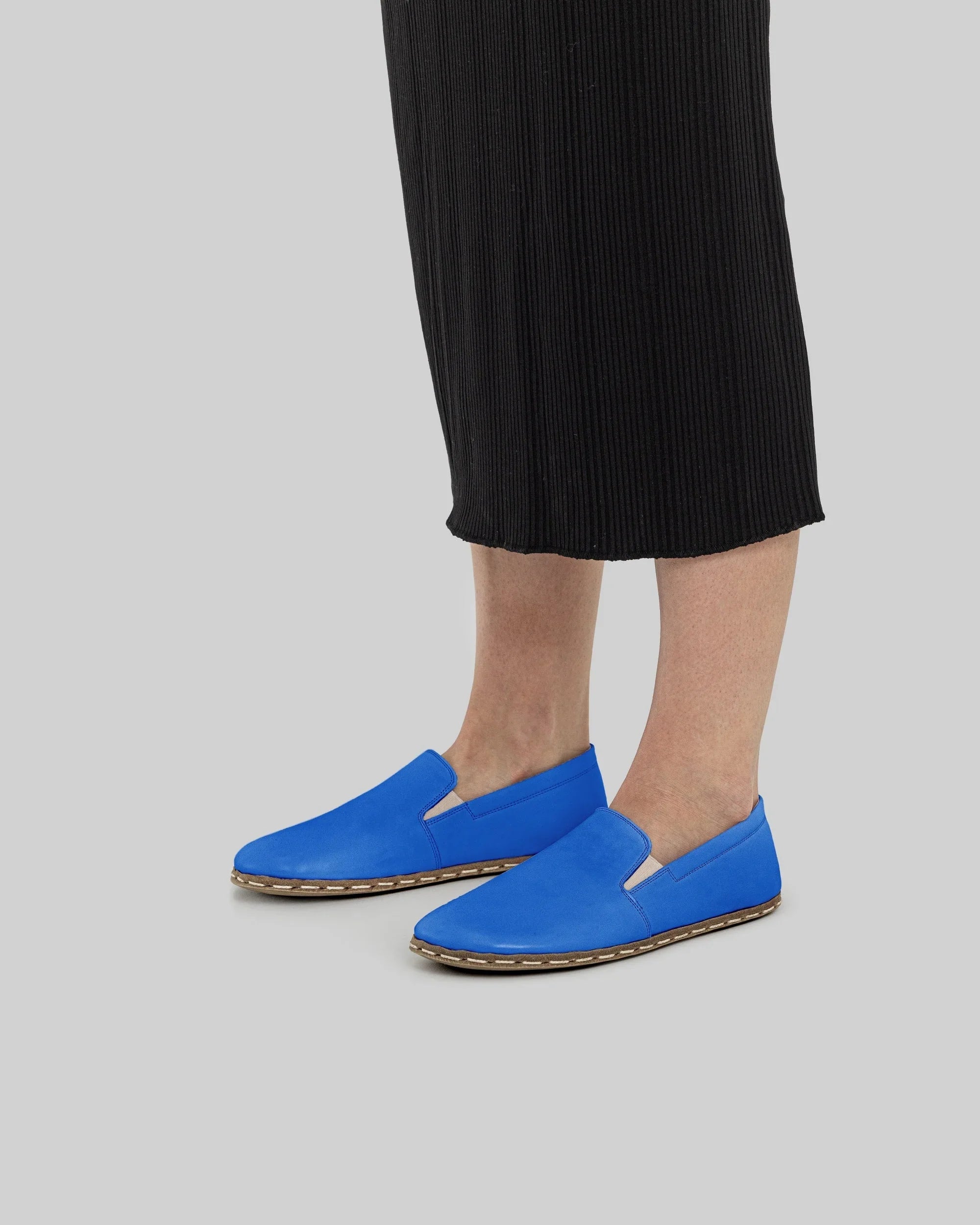 Detail Blue Barefoot Shoes - Handcrafted Calf Leather Turkey | Bespoky