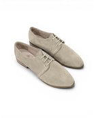 Women's Cream Pointed Toe Oxford - Handcrafted Calf Leather Wide Toe Box | Bespoky