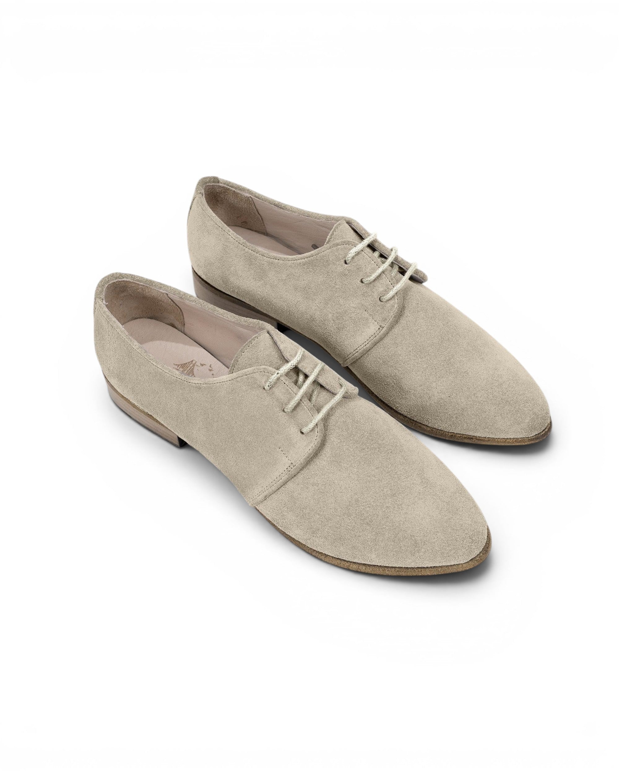 Women's Cream Pointed Toe Oxford - Handcrafted Calf Leather Wide Toe Box | Bespoky