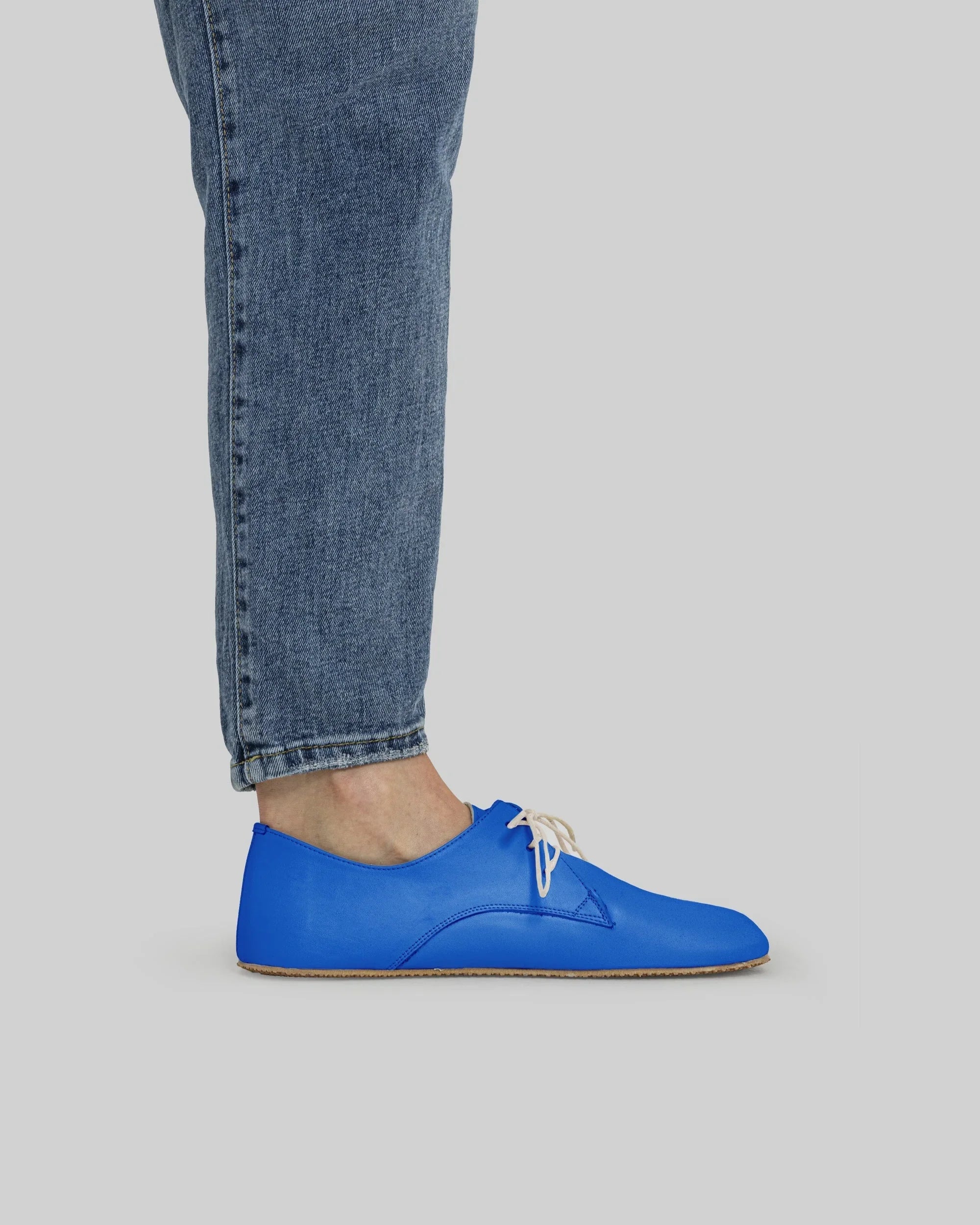 Pair Blue Oxford Shoes - Barefoot Wide Toe Calf Leather | Bespoky