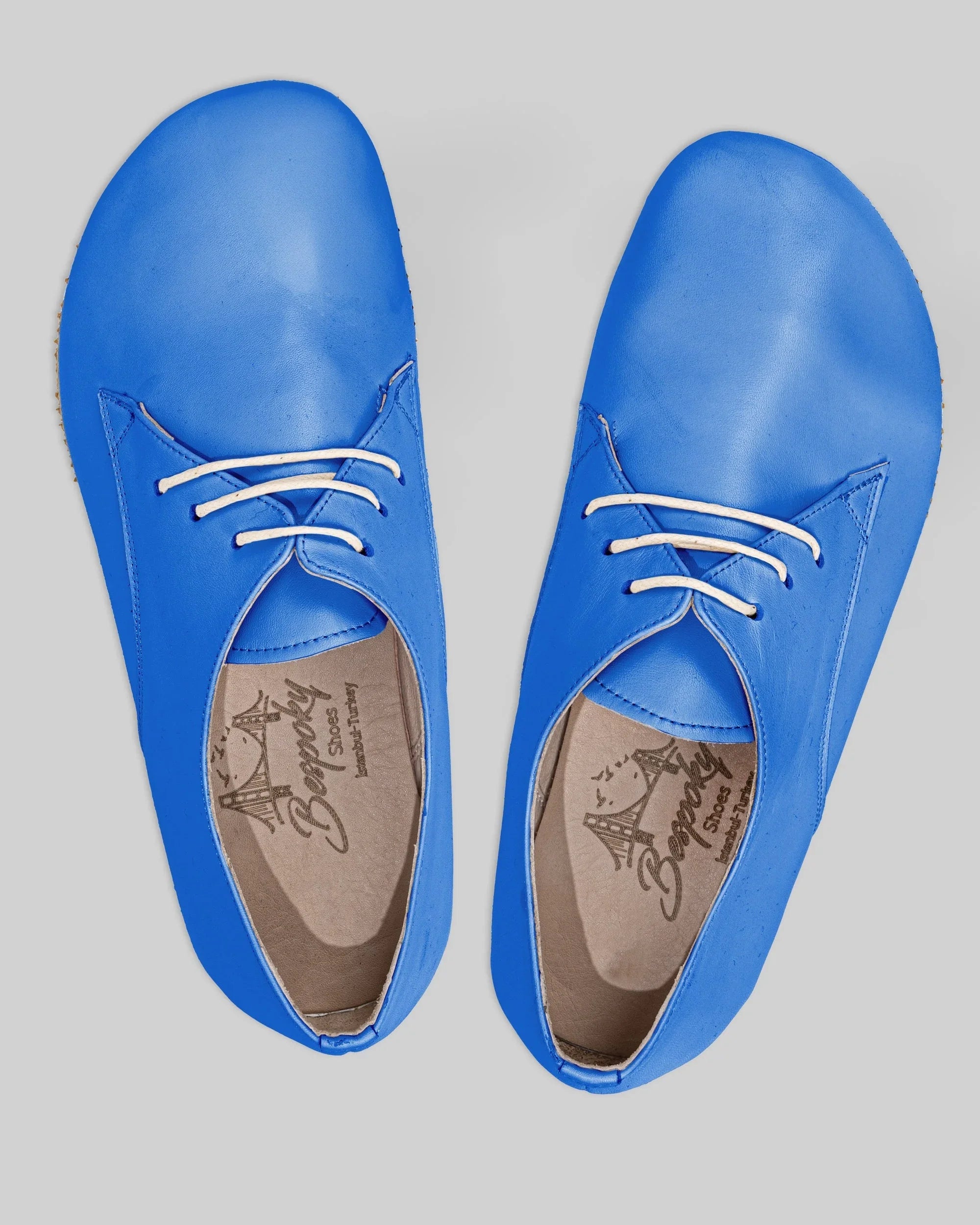 Side view Blue Oxford Shoes - Calf Leather Zero Drop | Bespoky