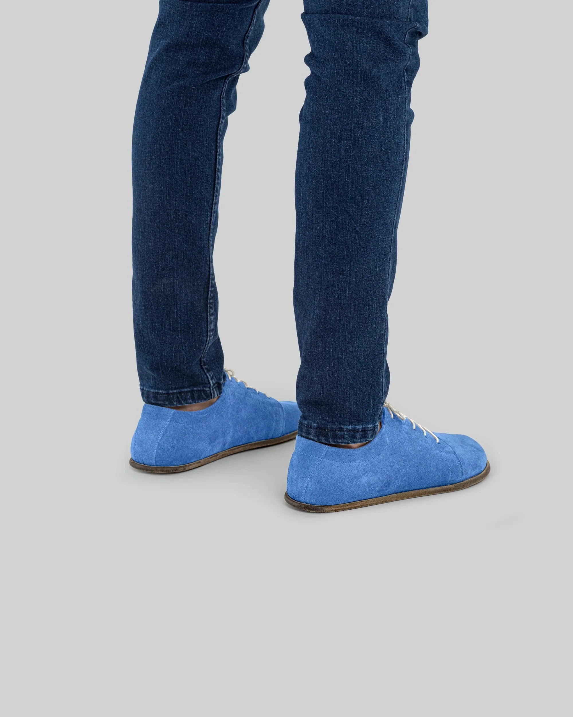 Pair Blue Barefoot Sneaker - Barefoot Wide Toe Calf Leather | Bespoky