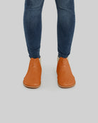 Pair Orange Chelsea Boots - Barefoot Wide Toe Calf Leather | Bespoky