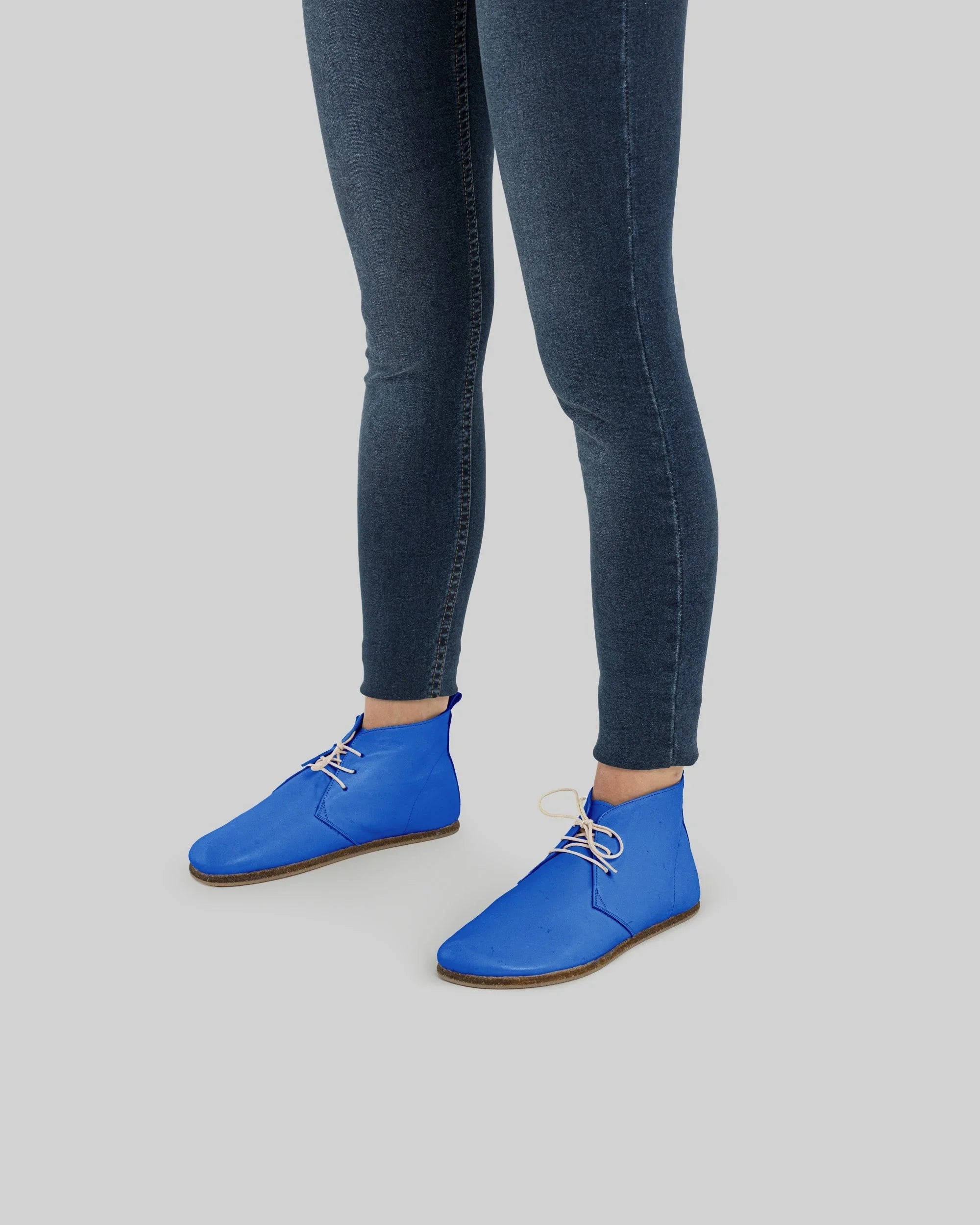 Back view Blue Ankle Boots - Calf Leather Handcrafted | Bespoky