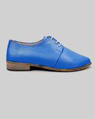 Detail Blue Pointed Toe Oxford - Handcrafted Calf Leather Turkey | Bespoky